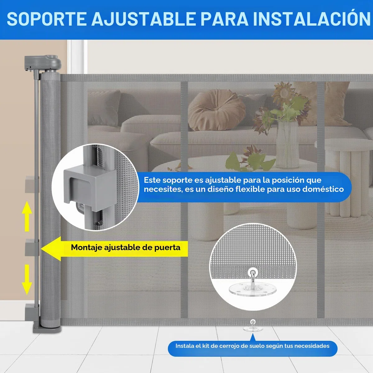 Puerta Seguridad Bebé Extensibles, 0-300 cm Barrera Seguridad Niños y Perros, Vallas de Seguridad para Niños Escaleras y Pasillos, Interiores y Exteriores (Gris)