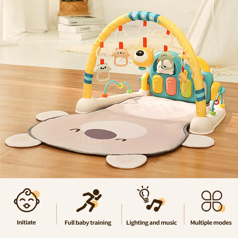 Gimnasio de juegos con piano para bebés, musical y con luces (Bear)