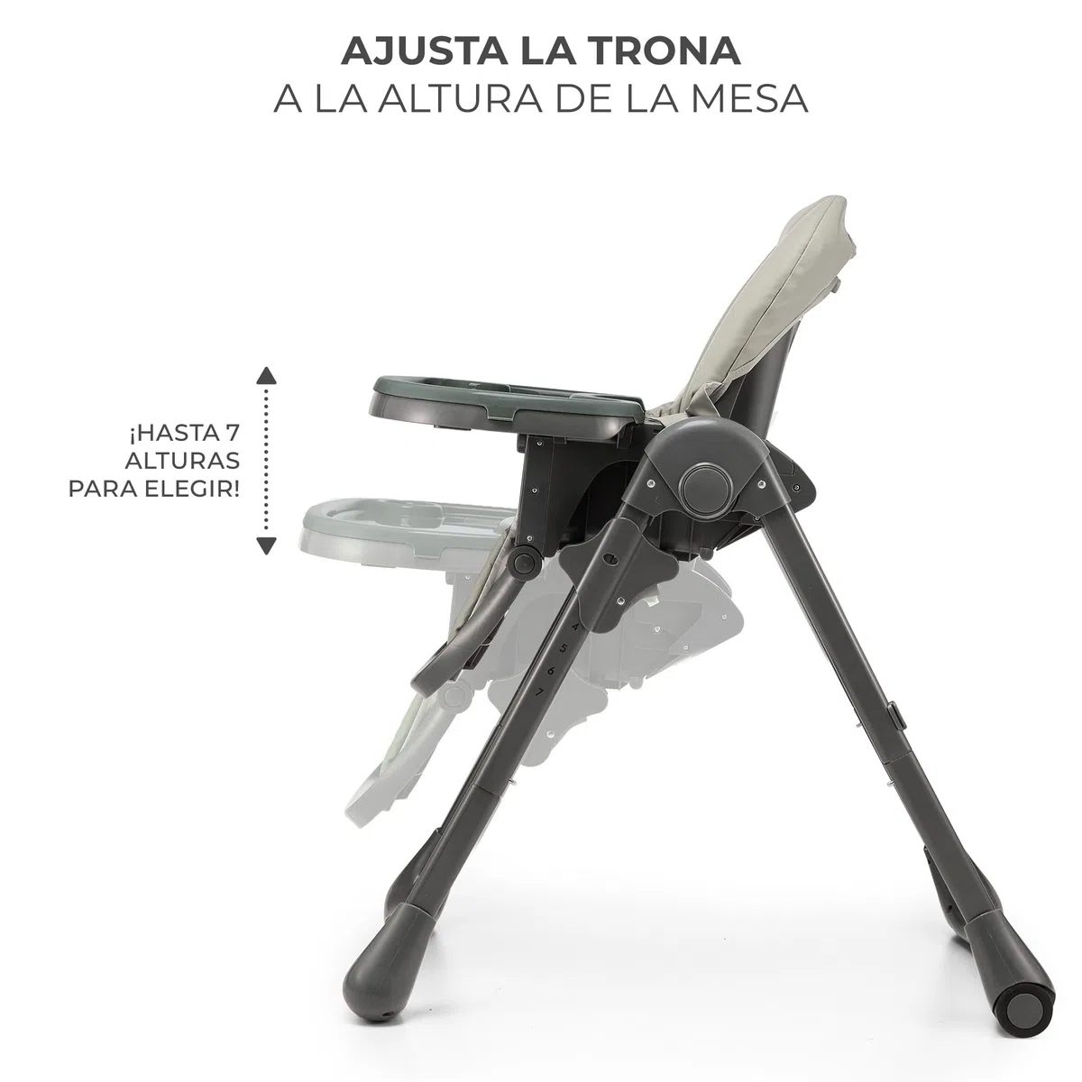 Kinderkraft TUMMIE Trona Bebé, 2 en 1, trona para niños, trona combinada, Asiento desde los primeros meses de vida, reposapiés, Posición tumbada, con juguetes, ajustable, Gris