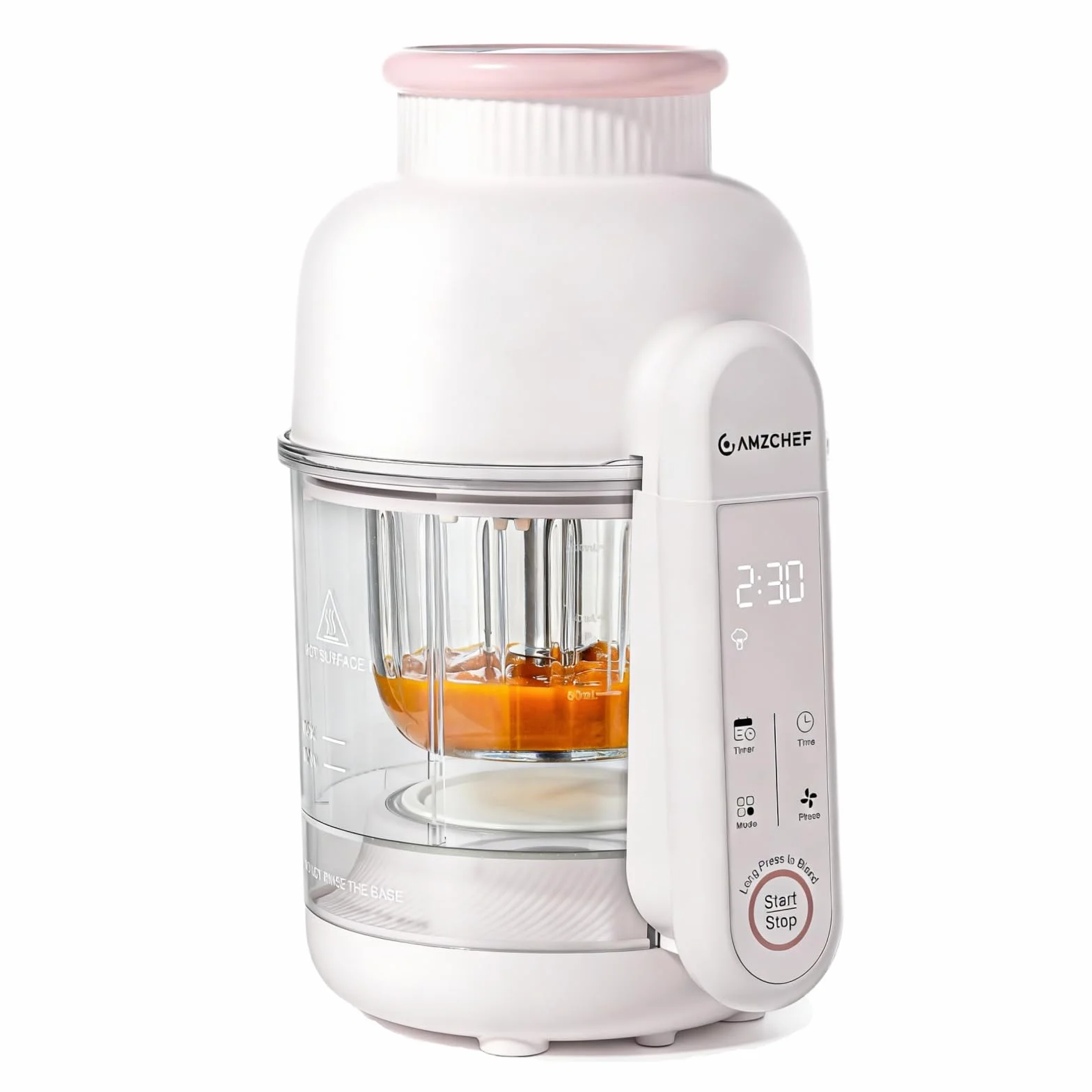 AMZCHEF Robot de cocina para bebé 6-en-1 Vaporera & Licuadora – Programas por Etapas de Edad 1–5, Libre de BPA – Cocinar al Vapor, Triturar, Puré, Descongelar, Auto-Limpieza – Control Táctil