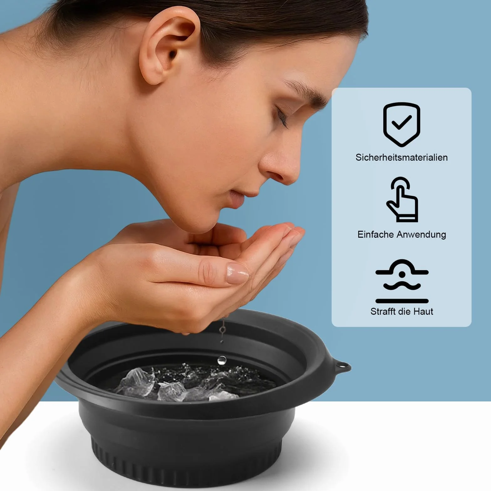 Face Ice Bath Bowl - Foldable Silicone WashBasin - Quick Cooling, Reducing Swelling, Gentle on Skin, Diseño portátil, fácil de limpiar, para personas que se preocupan por su cuidado de la