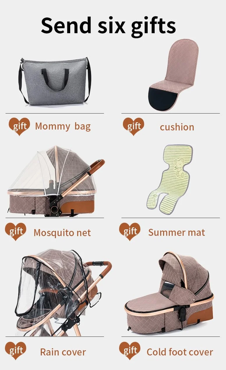 YAZOCO Carrito de Bebé 3 en 1, Plegable Carricoche de 3 Piezas, Cambiador, Cubrepiés, Mosquiteros, Cubiertas de Lluvia, Accesorios de Asiento (L V9 Gris oscuro)