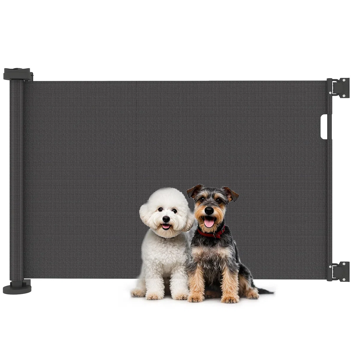 PawHut Barrera de Seguridad para Perros Retráctil 0-136 cm Puerta para Perros Pequeños Extensible con Interruptor de Cierre Red de Seguridad para Pasillos Escaleras Interiores y Exteriores Negro