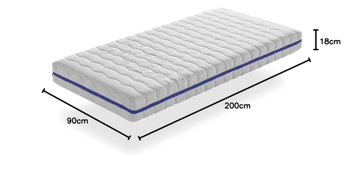 SHAULA Colchón 90X200 Altura 18 CM GEA VISCO Viscoelástica,desenfundable, Ideal para Camas Nido y Tipo Montessori