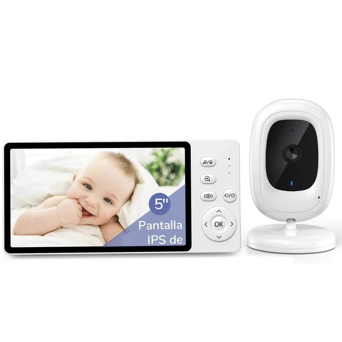 5" 1080p Camara Vigilancia Bebe con Pantalla IPS, Vigilabebes con Camara sin Wi-Fi, Vision Nocturna Infrarroja Invisible, Comunicacion Bidireccional, Modo VOX de Bajo Consumo y Zoom 3X