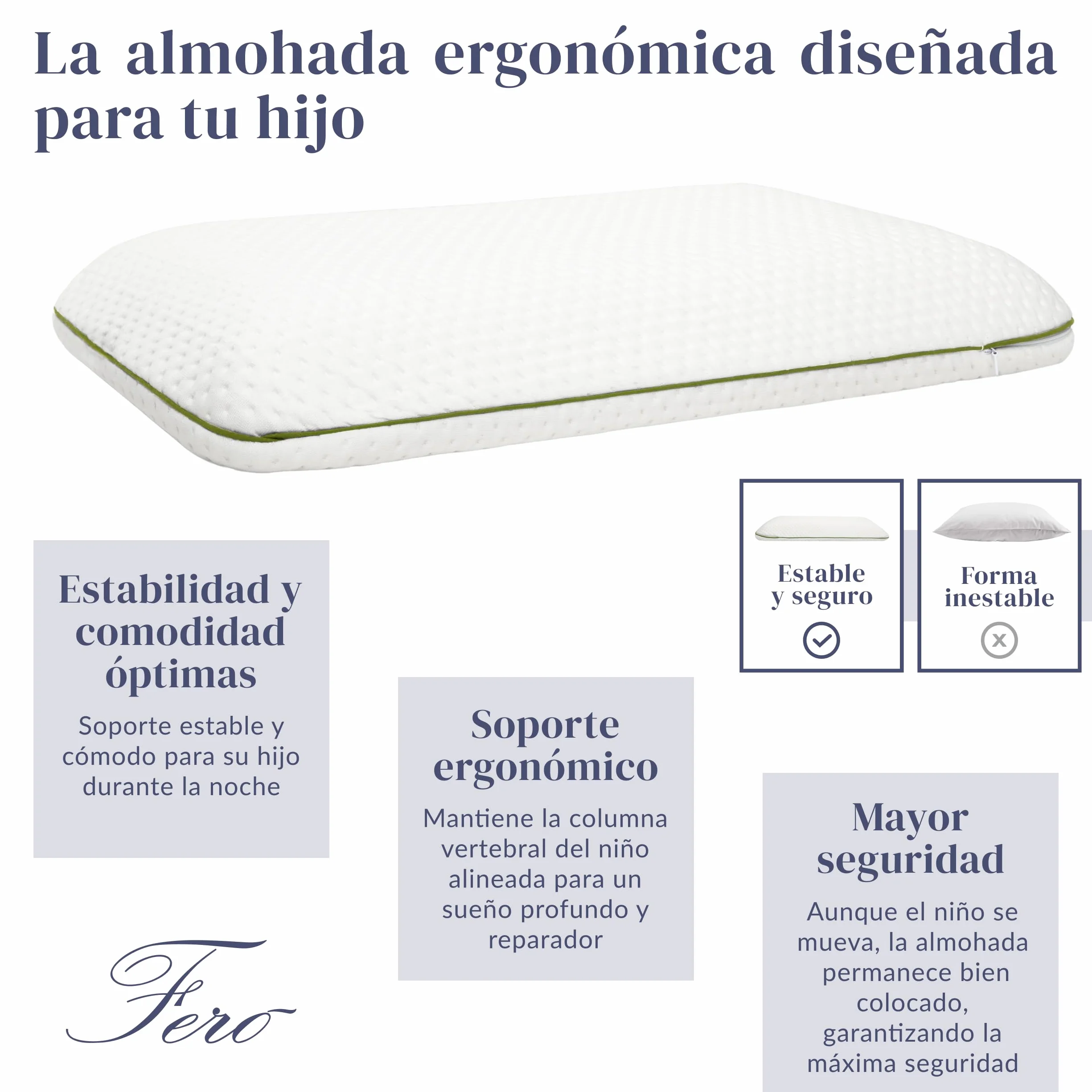 Almohada Cuna 60x40x6 cm Tencel Hipoalergénico Espuma Viscoelástica Natural Transpirable Oeko-Tex