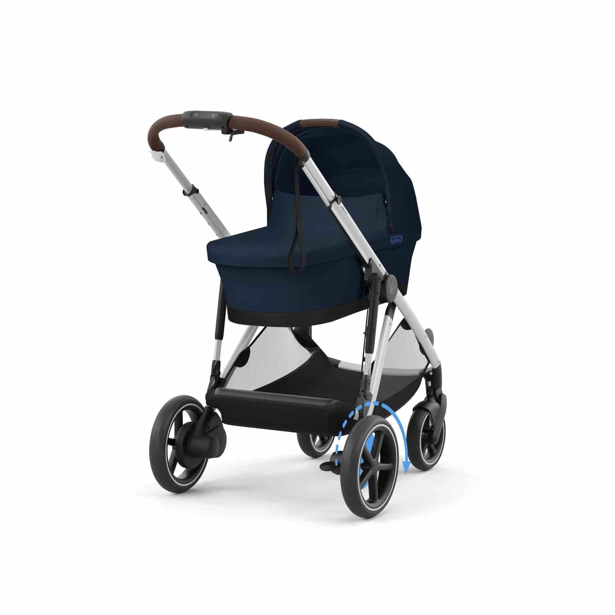 CYBEX Cochecito dorado e-GAZELLE S, máx. 22 kg (modo individual) / 2x 22 kg (modo dúo), sistema todo en 1 con accionamiento eléctrico y 20+ configuraciones, Ocean Blue