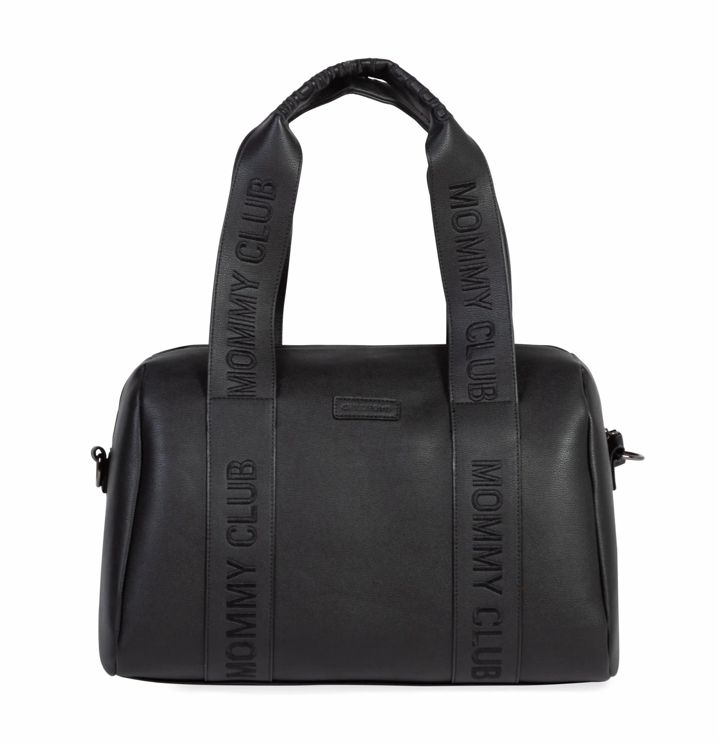 CHILDHOME, Bolso Cambiador para bebé, Mommy Bag, Cambiador bebé Incluido, Mucho espacio Almacenamiento, Fijaciones para cochecito, Correa para el hombro, Algodón, 22L, Firma Mommy Club, Negro