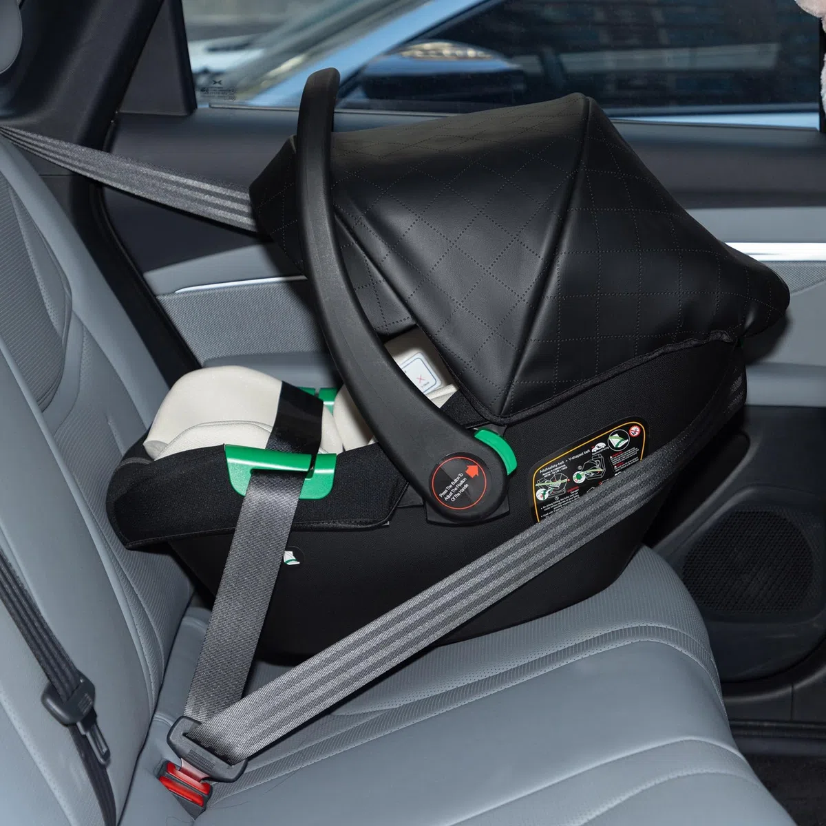 Gcarebb Cochecito de cuero 3 en 1, cochecitos de ciudad con asiento de coche, cochecito plegable portátil con un solo clic, marco de aluminio alto, cochecitos combinados para 0-4 años