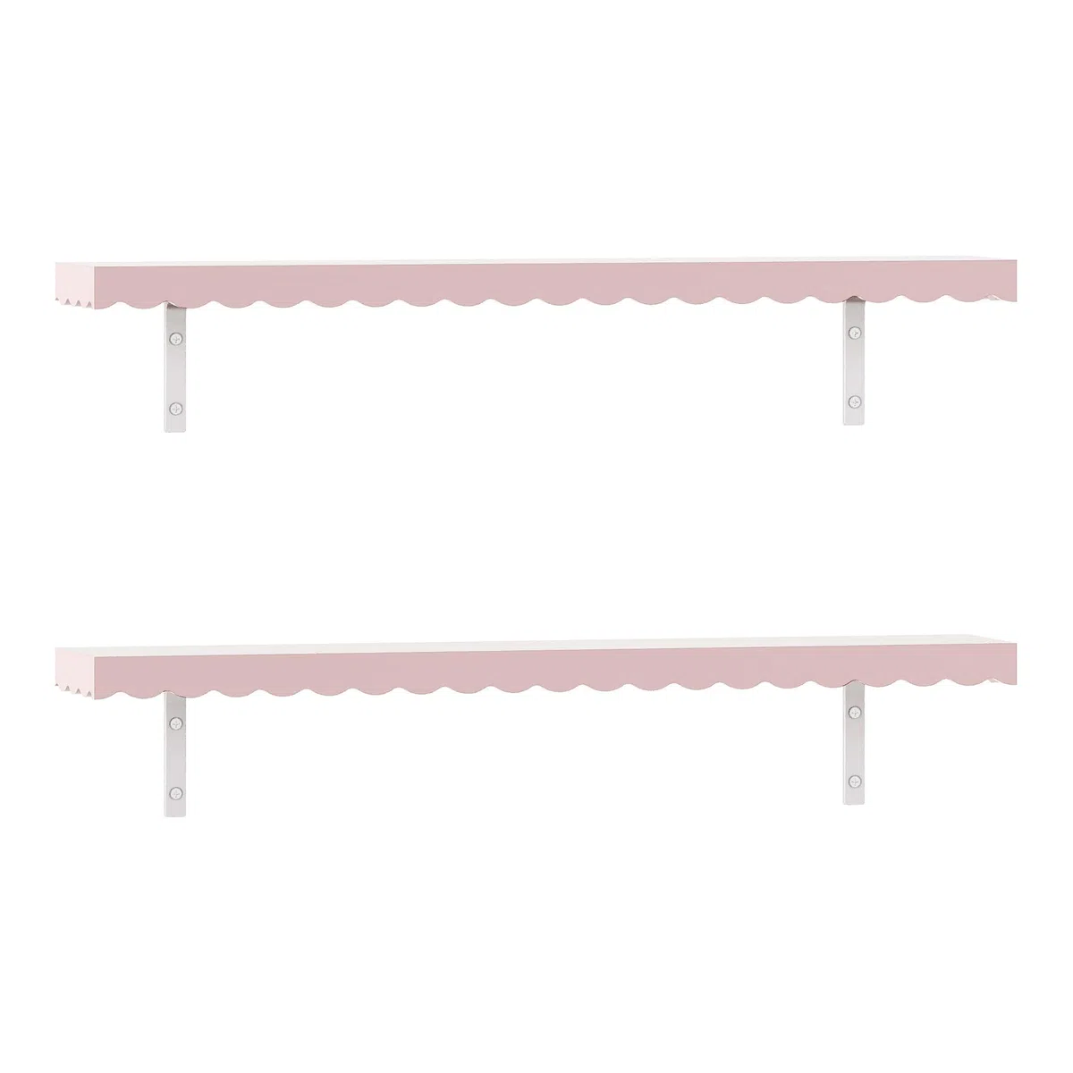[en.casa] Set de 2 Estantes Flotantes Infantil Vestnes Baldas de Pared con Borde Elevado y Ondulado Librería Dormitorio para Niños Habitación Infantil 80 x 17 x 4 cm Rosa - Algodón de azúcar