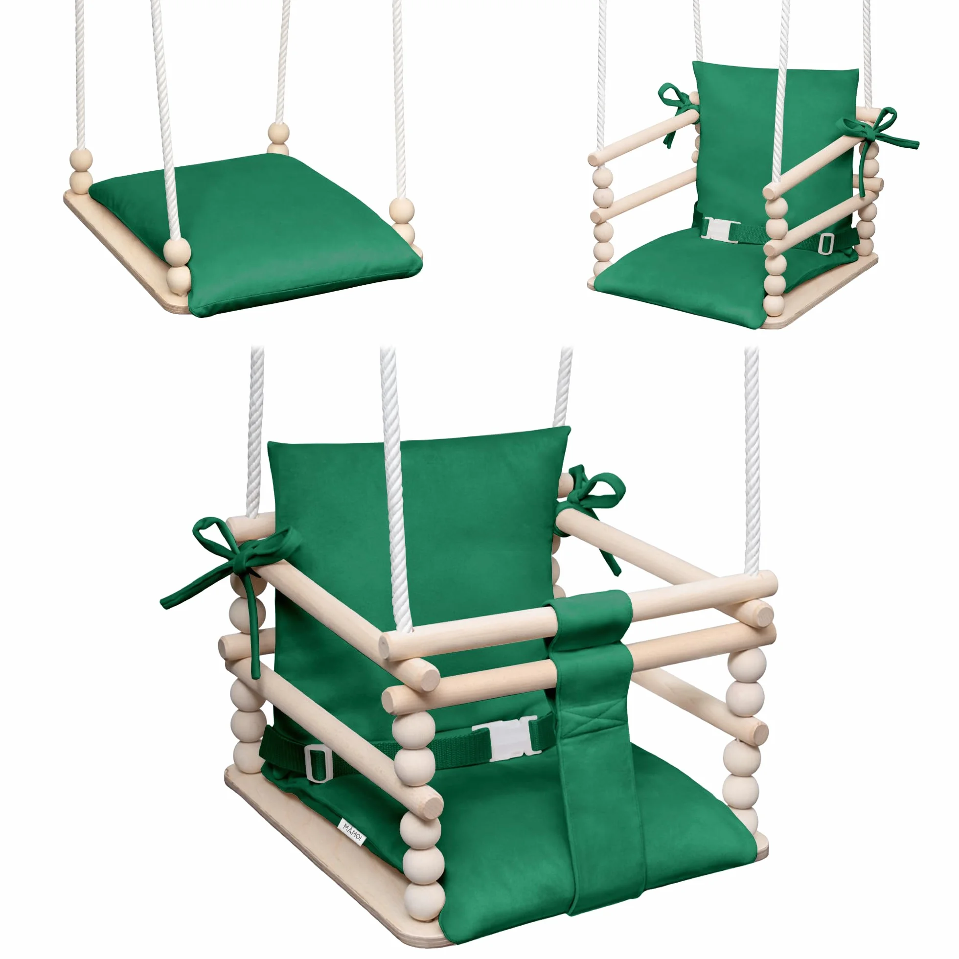 MAMOI Columpio Infantil 3 en 1 con cinturón de Seguridad, Regulable en Altura, Columpio para casa, Estructura Estable, Montaje Sencillo, Columpio Infantil para Interior