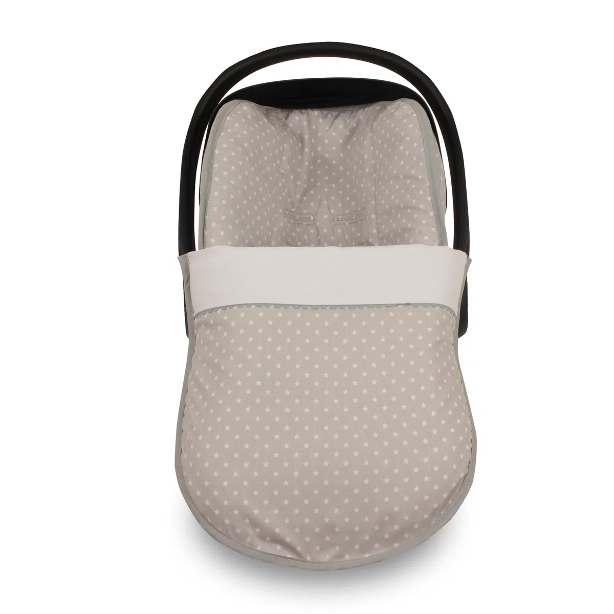 Funda y Saco Grupo 0 Bebé para Cybex Cloud T i-size | 2 en 1 Convertible en Funda | Compatible con Arneses Seguridad de 3 y 5 puntos |Relleno Nórdico Extraible| ESTRELLA BLCO y Piqué Gris