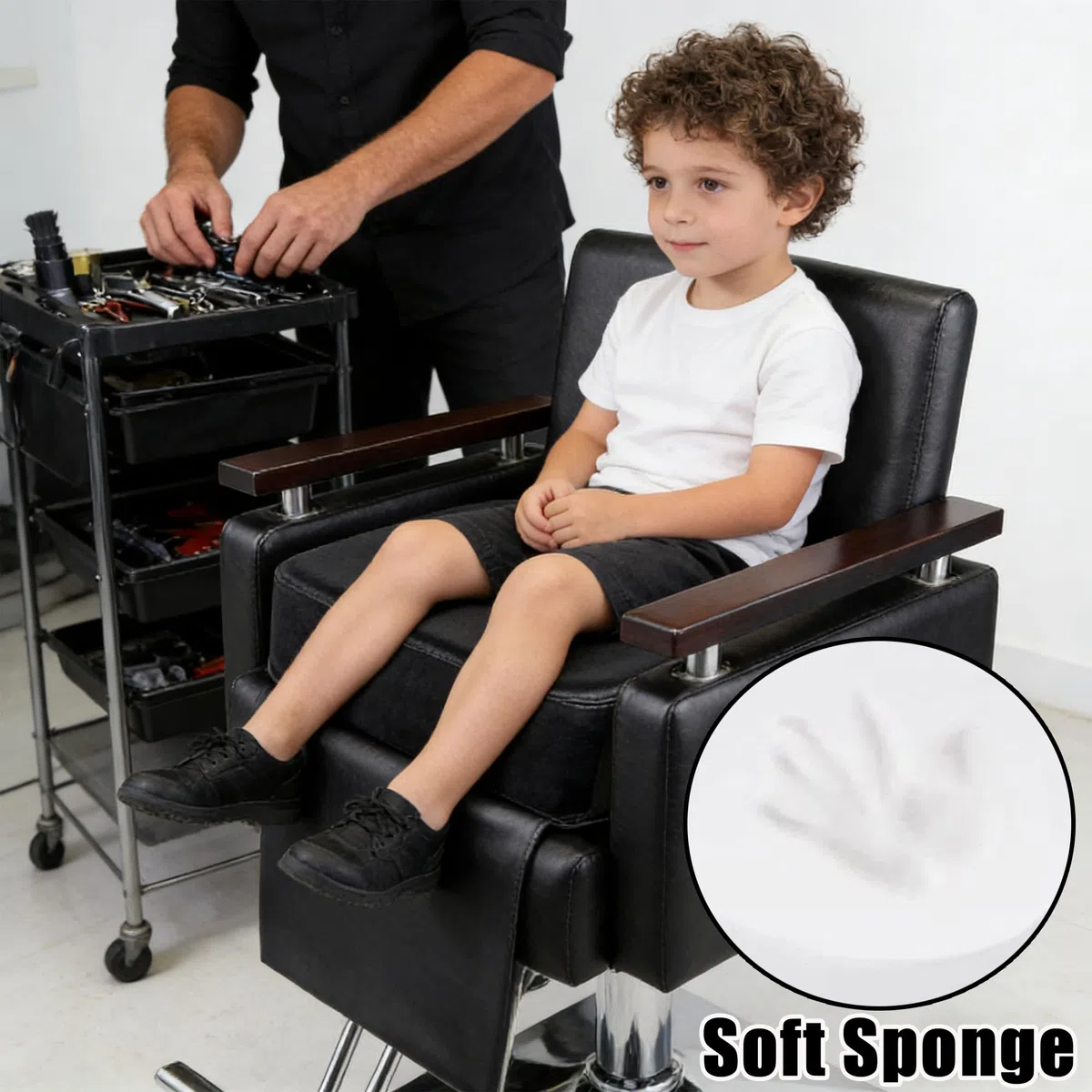 Asiento elevador de salón para corte de pelo de niños, poliuretano impermeable, equipo de spa de belleza, silla de peluquería para salón, restaurante, hogar, 37 x 28 x 15 cm