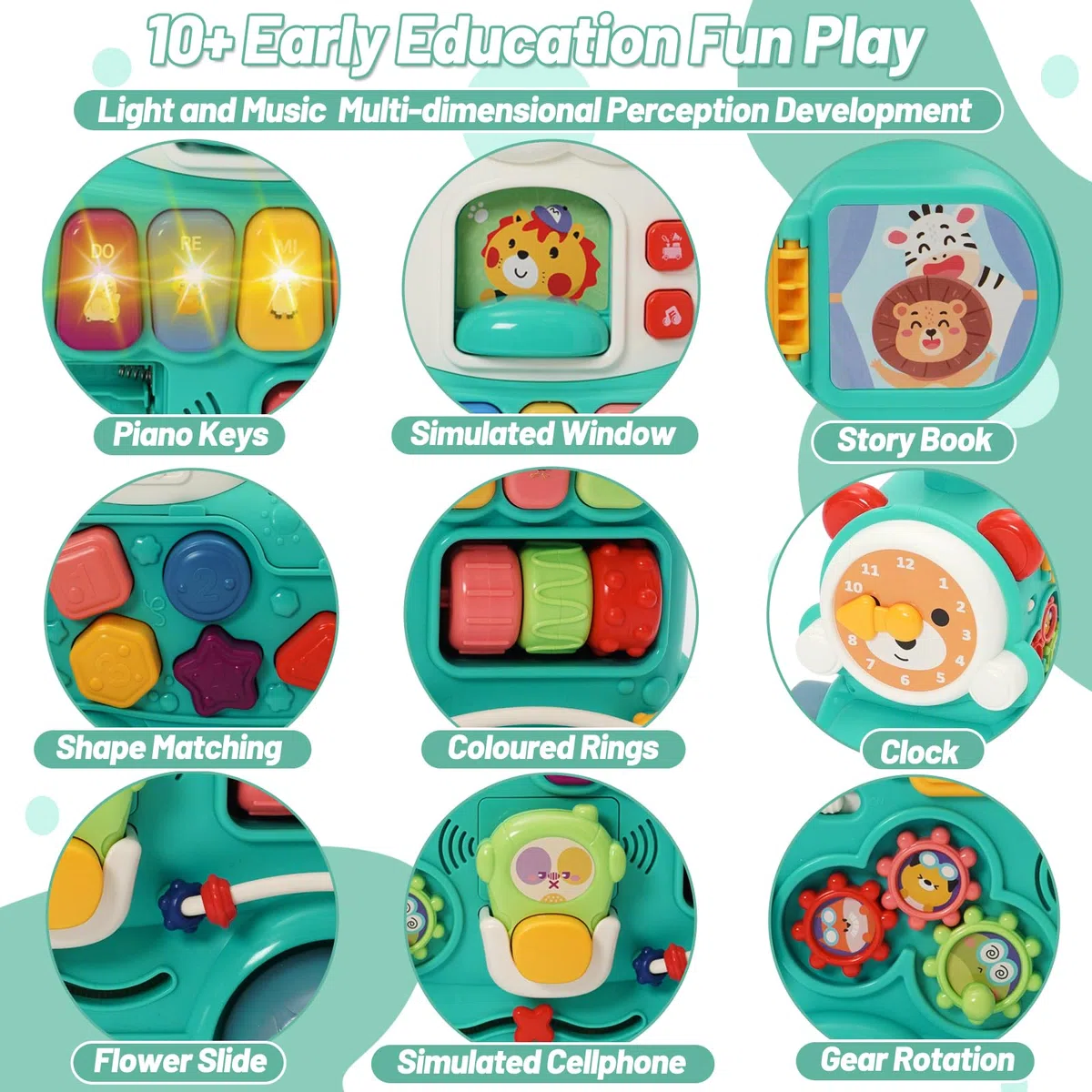 Andador Bebes 3 en 1, Correpasillos Andador Bebé con 10+ Juego Educativos, Música & Luces, Efecto de Niebla, Velocidad Ajustable, Centro de Actividades Educativas, Regalo para Niños Pequeños 6+ Meses