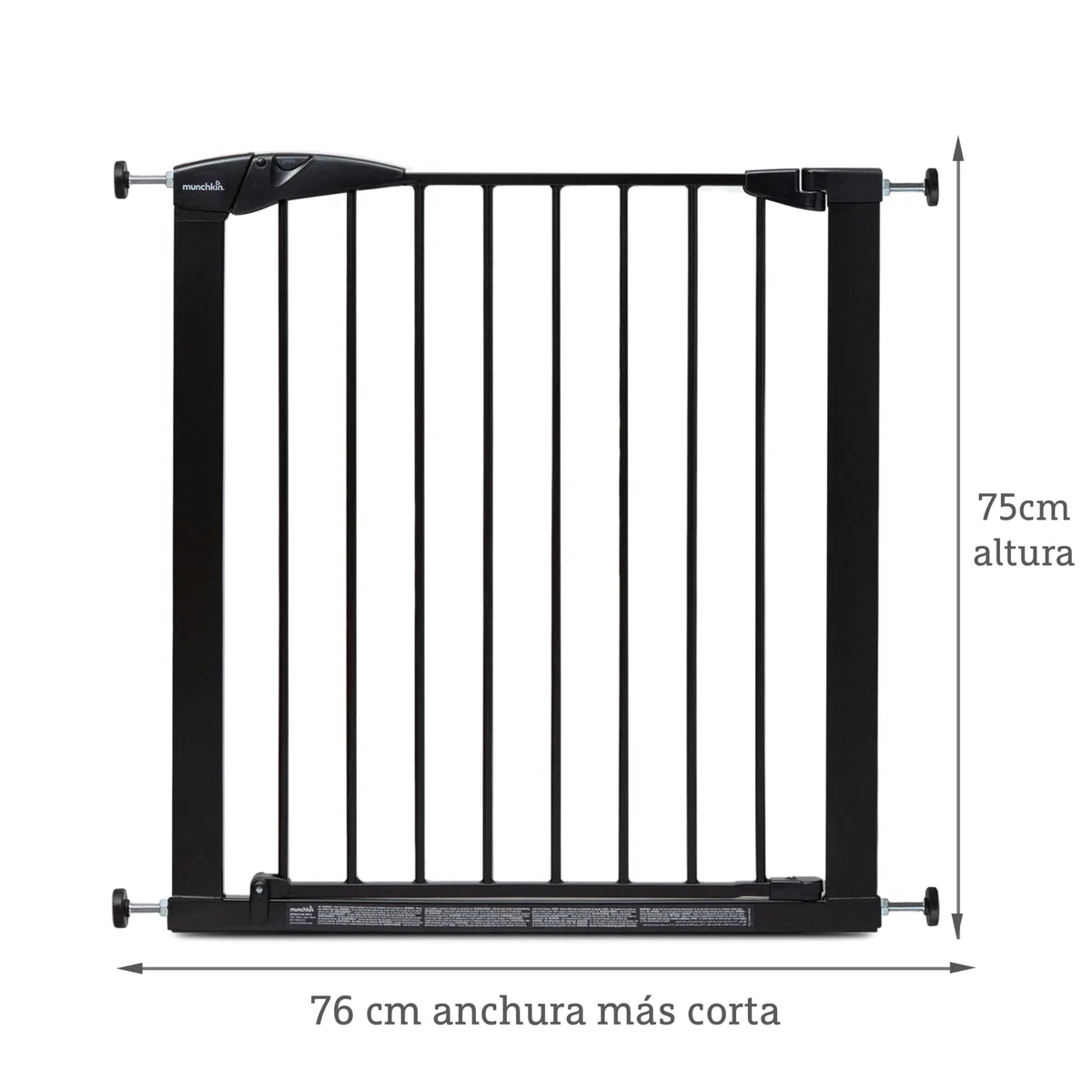 Puerta de Escalera Munchkin, Segura para niños pequeños y bebés, Puerta de Escalera de Ajuste a presión para bebés o Perros, Puerta de Seguridad, 76-82 cm, Negro