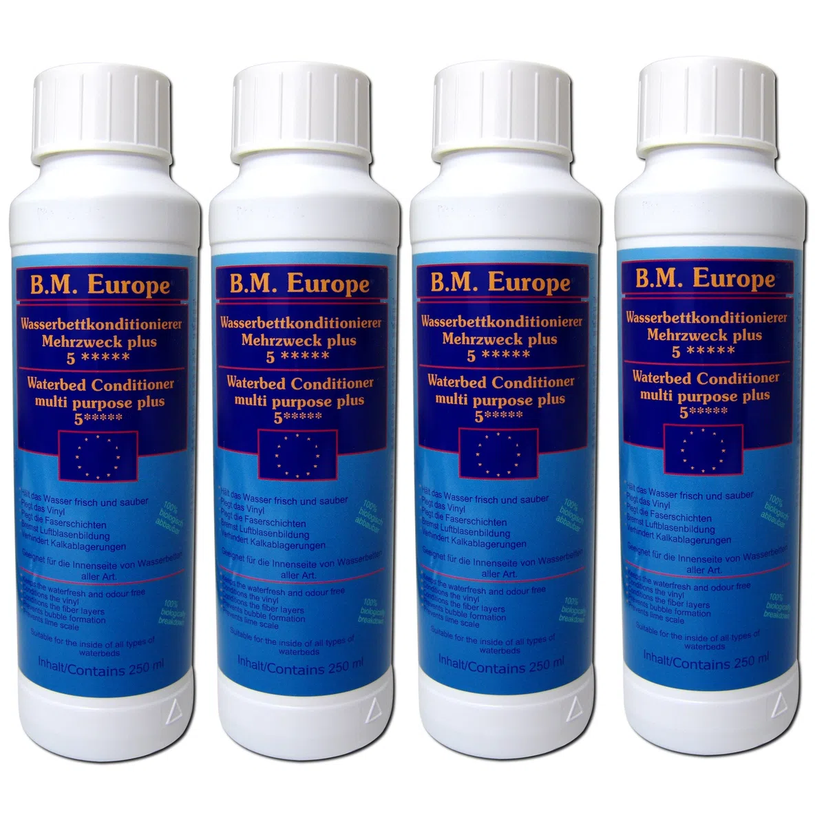Milton Bradley 4 x 250 ML, Acondicionador Acondicionador B. M. Europe Hardside para Camas de Agua softside