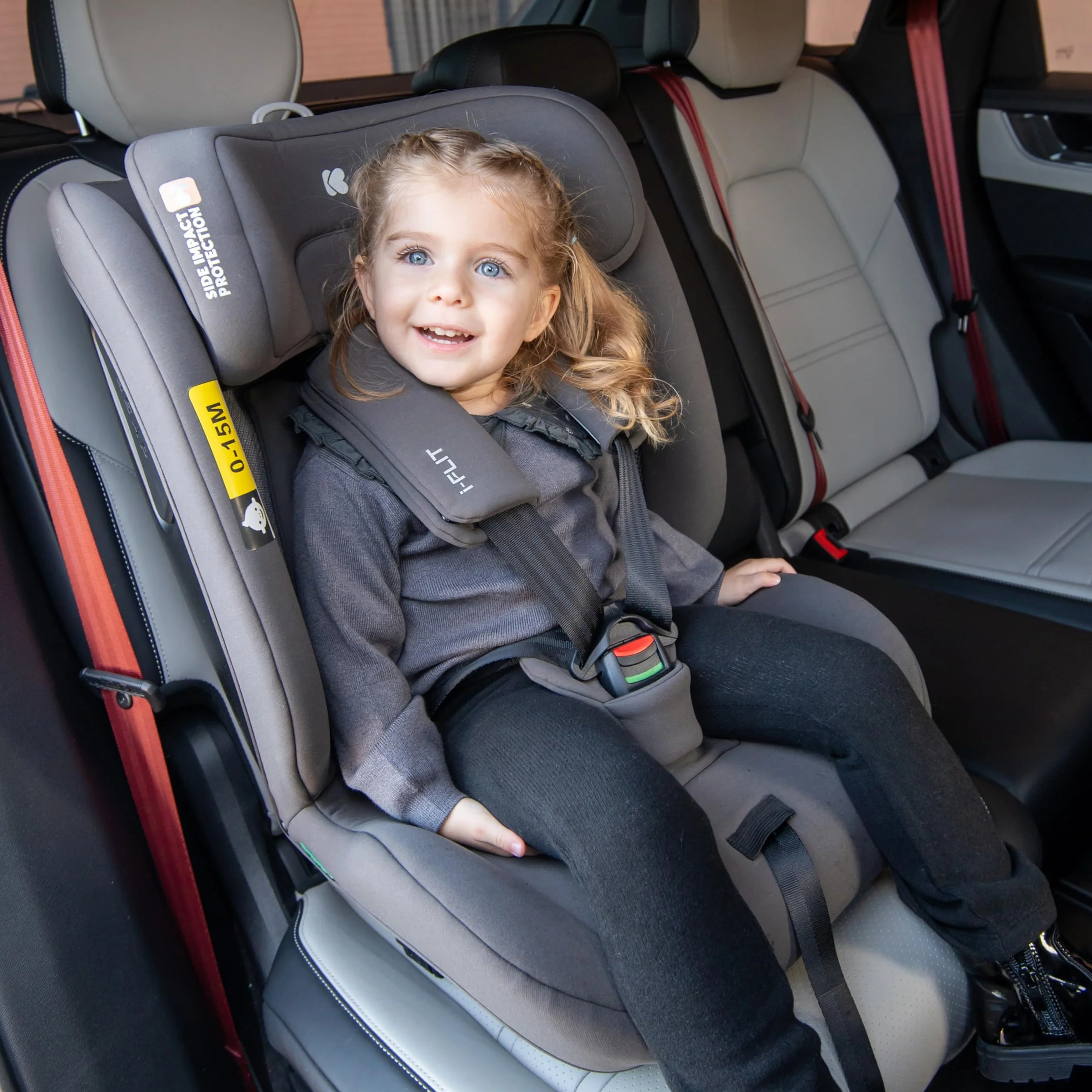 KikkaBoo Silla de Coche Bebe ISOFIX Grupo 1 2 3 (9-36 kg) i-FLIT, de 15 Meses a 12 Años, Seguridad SPS, Reposacabezas Ajustable, Top Tether, 12 Posiciones Reposacabezas, Negro