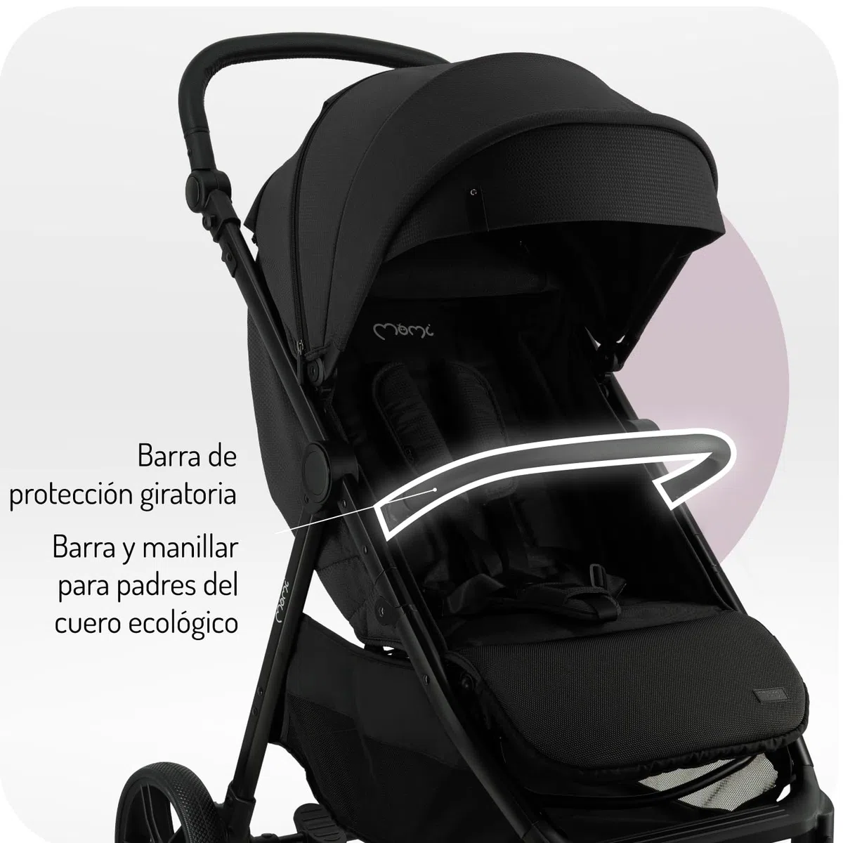 Silla de paseo MoMi CLARA a partir de 6 meses, hasta 22 kg de peso corporal, arnés de seguridad de 5 puntos, cubrepiernas, portavasos, cesta de compra, bolso, mosquitera, protector de lluvia