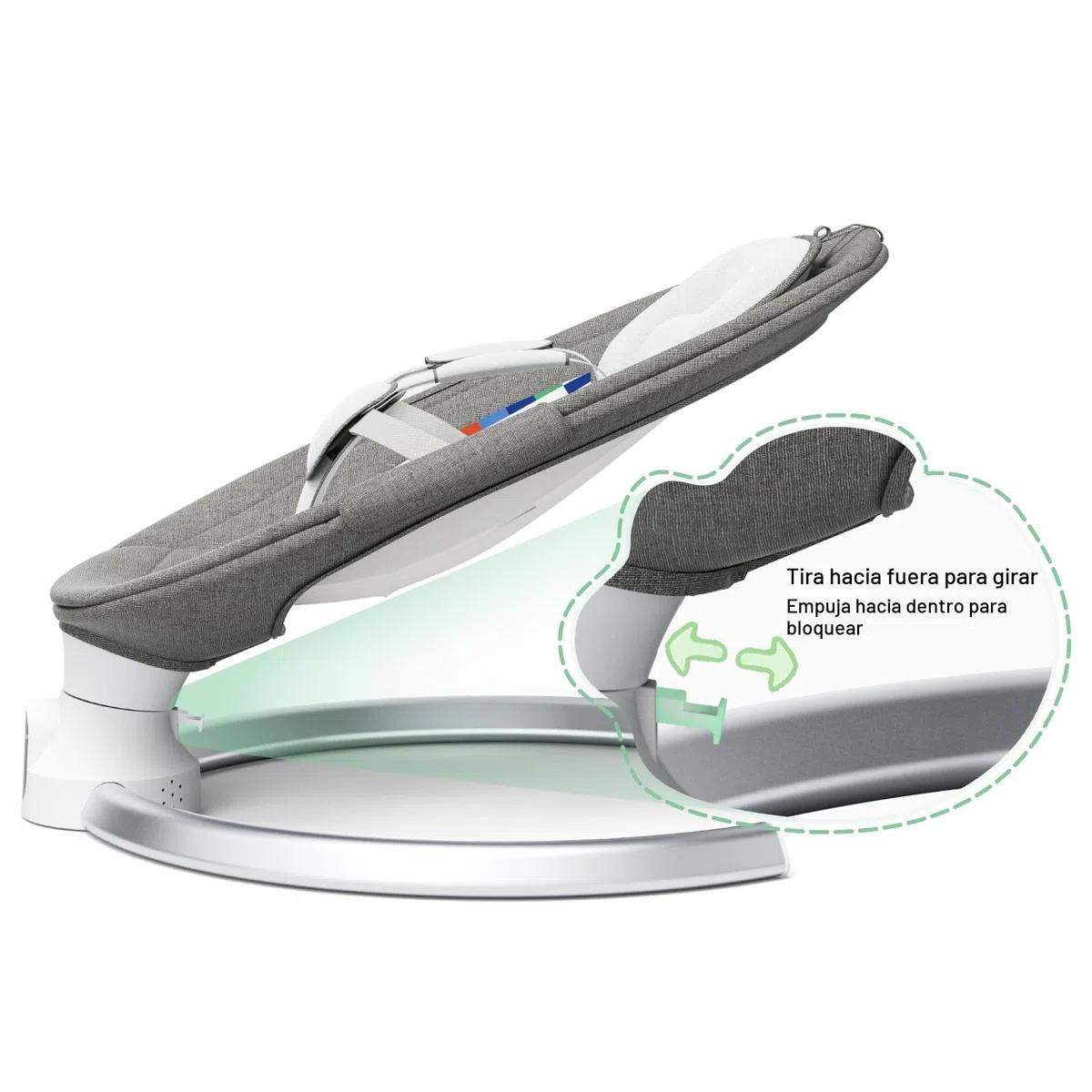 Mecedora Bebe electrica, Hamaca bebé eléctrica para Desde el nacimiento hasta los 6 meses, Bluetooth y APP Control Silla Mecedora,5 modos de columpio,10 melodías, con arnés seguridad 5 puntos