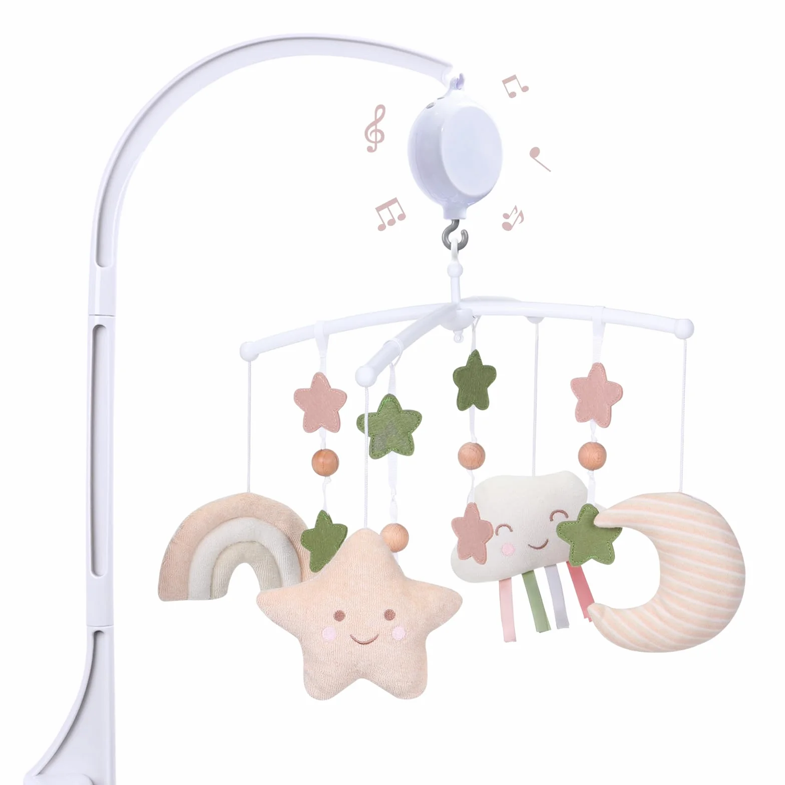 Móvil Cuna de Bebé - 35 Musical - 3 Modos - Volumen Ajustable - Fácil de instalar - Para niños y niñas de 0+ meses (Arcoíris)