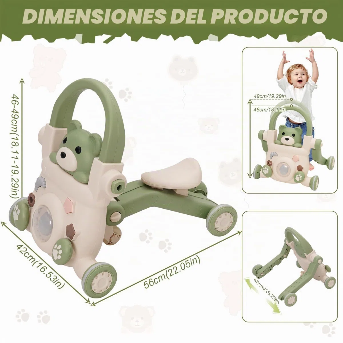 Andador Bebés 3 en 1,con Luces,Música y Juguetes,Velocidad Ajustable Andador,Patinete, Bicicleta sin Pedales,Peso Ajustable,Correpasillos Bebe,Apto Para Bebés Mayores de 6 Meses
