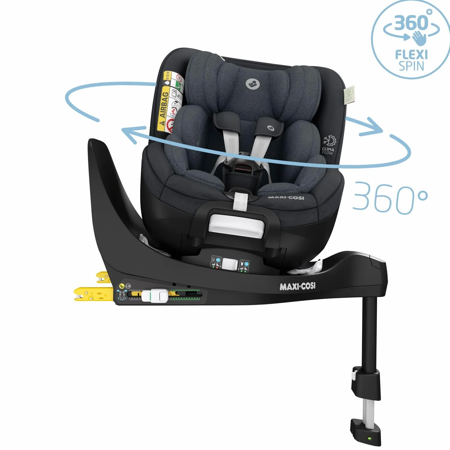 Maxi-Cosi Mica Pro Eco i-Size, Silla de coche isofix giratoria 360º, de 0-4 años, 40-105 cm, ClimaFlow, Protección frente a impactos laterales G-CELL, tejidos 100% reciclados, Authentic Graphite