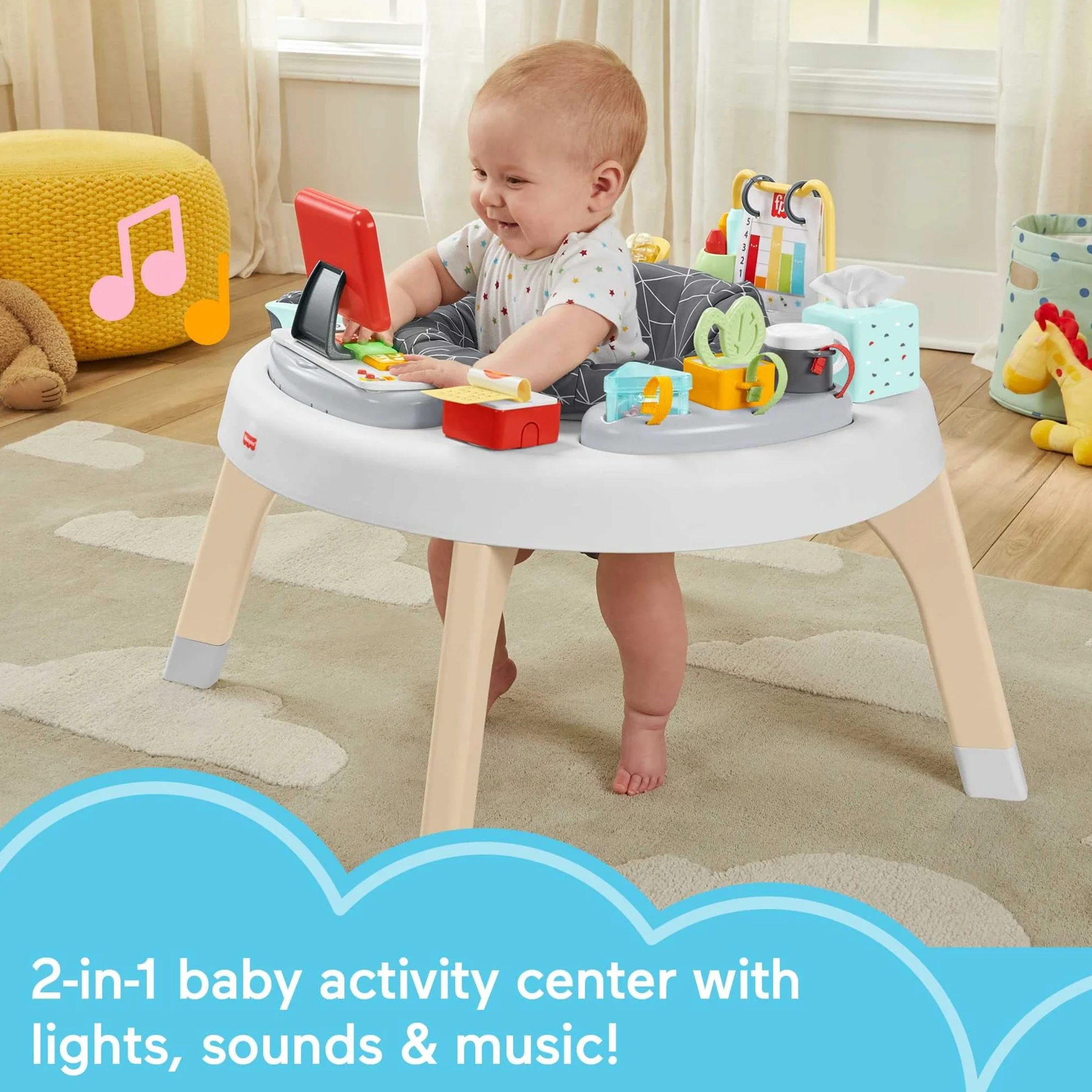 Fisher-Price Like a Boss - Centro de Actividades 2 en 1 con Luces y Sonidos Musicales - Juego de Entretenimiento para bebés - HBM26