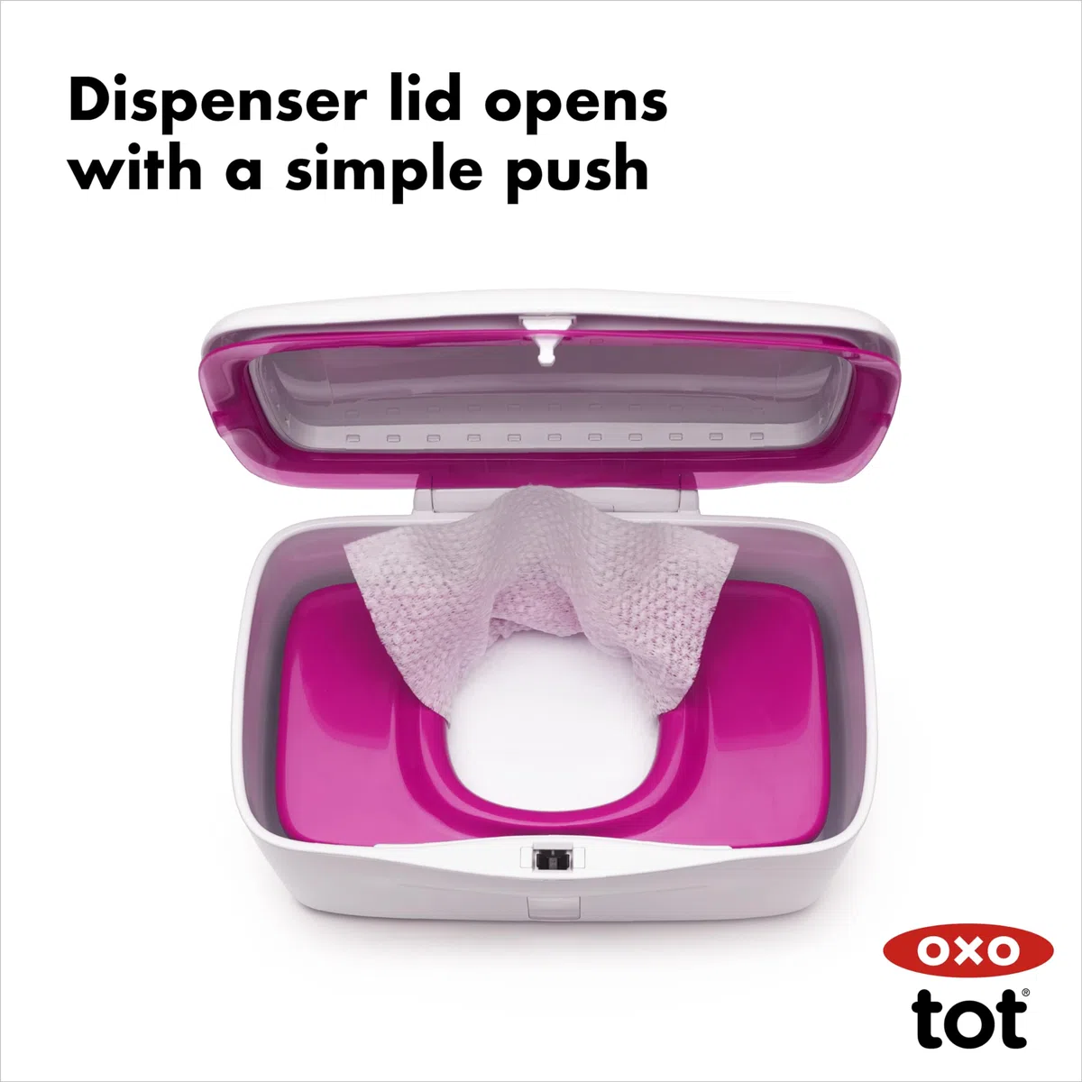 OXO Tot Dispensador de toallitas para Tirar, plástico, Silicona, Color Rosa