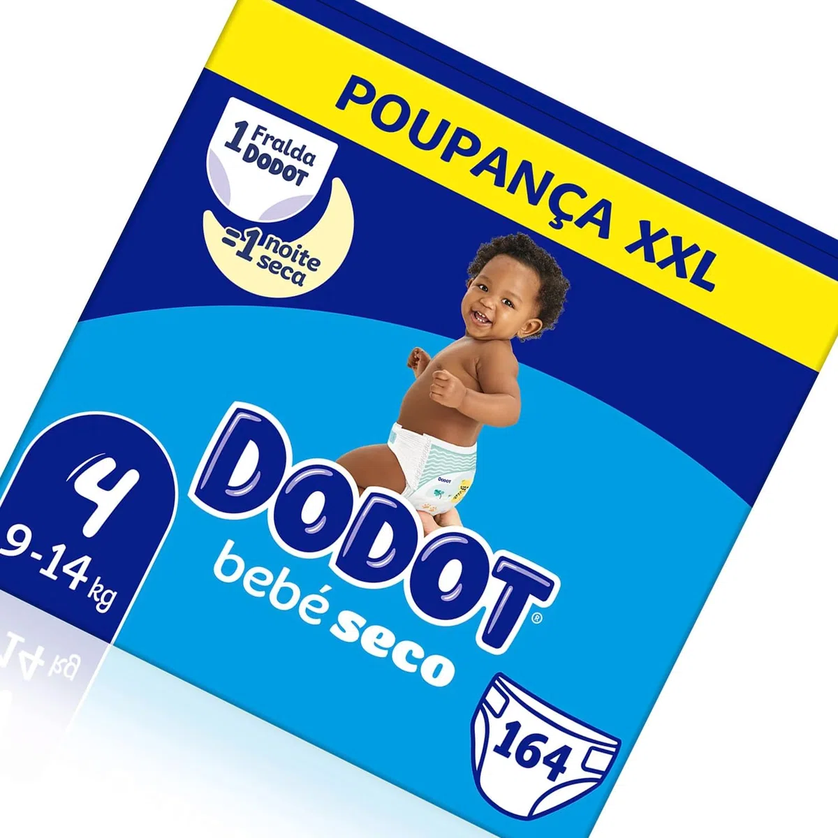 Dodot Pañales Bebé-Seco Talla 4 9-14kg, 164 Pañales con Protección Antifugas, Pack Mensual