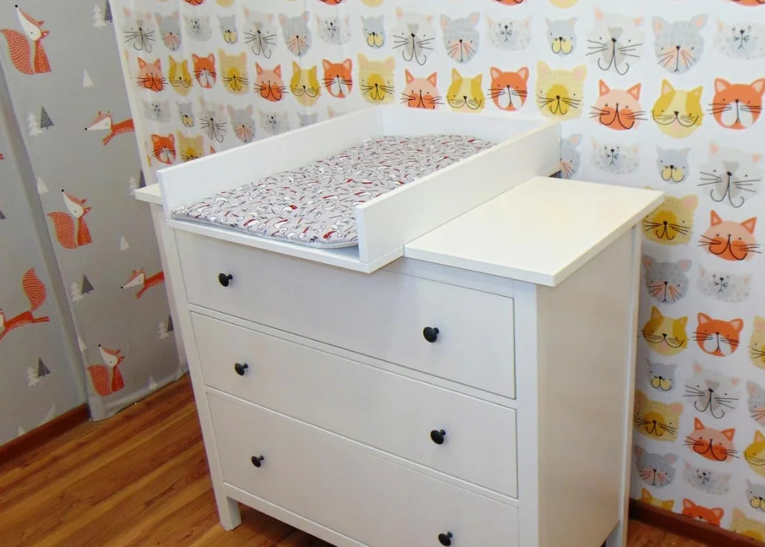 Cambiador para Hemnes, Accesorio para Cómodas 50 cm, Desmontable, Blanco, 72x54 cm