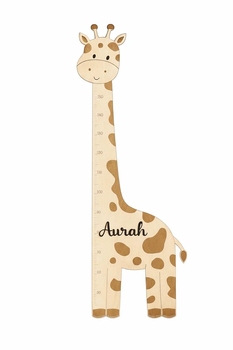 Medidor infantil jirafa de madera personalizado con nombre 50-180 cm decoración habitación