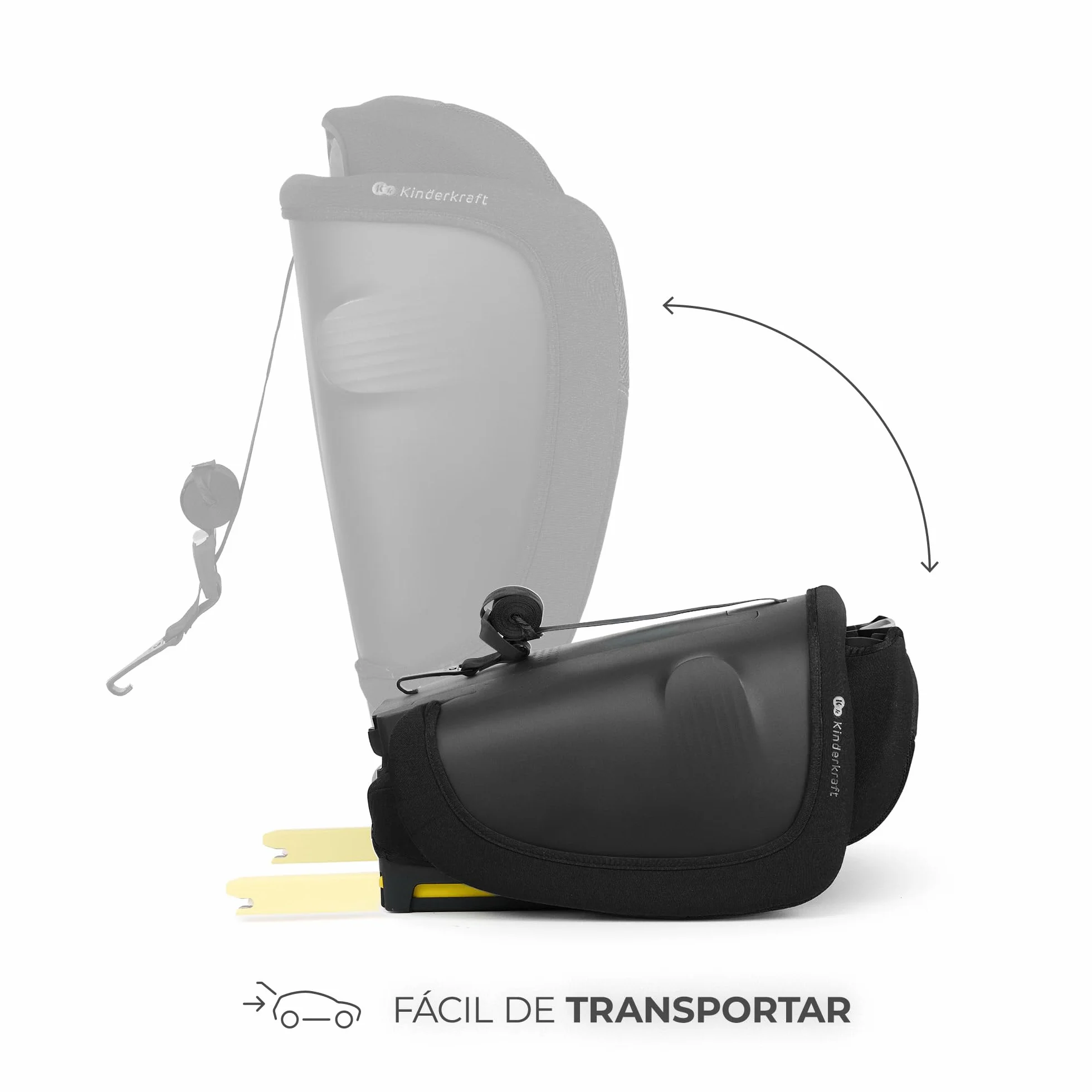 Kinderkraft FIX2GO Silla infantil i-size, 76-150 cm, base Isofix, Top Tether, sensores electrónicos, hasta aprox. 12 años, sistemas de seguridad, tapizados premium, reclinables, Negro