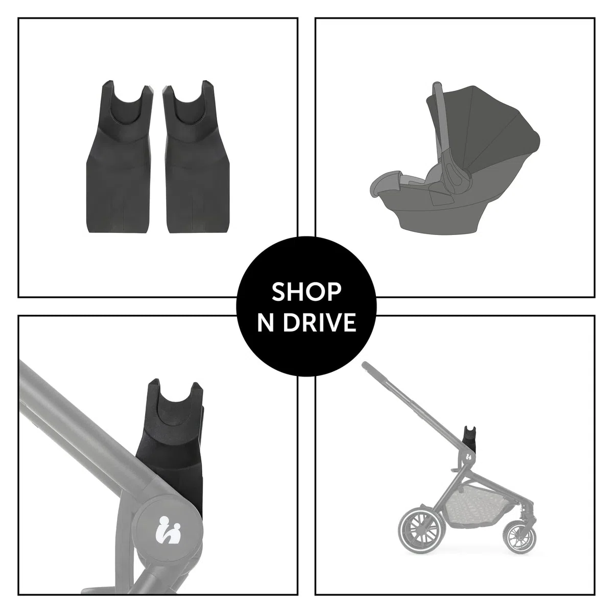 hauck Adaptador para Silla de Coche Bebe para Sillas de Paseo Move so Simply, Compatible con Portabebés Drive N Care, Maxi Cosi y Otros, 1 Par, Negro