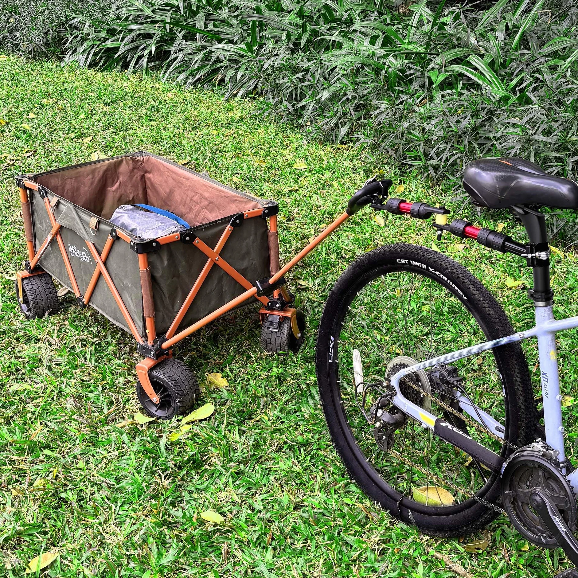 Mimoke Adaptador de remolque de bicicleta – Diseño modular de nailon, sistema de amortiguación y dirección, adecuado para bicicletas con diámetro de tubo de asiento de 27 – 32 mm