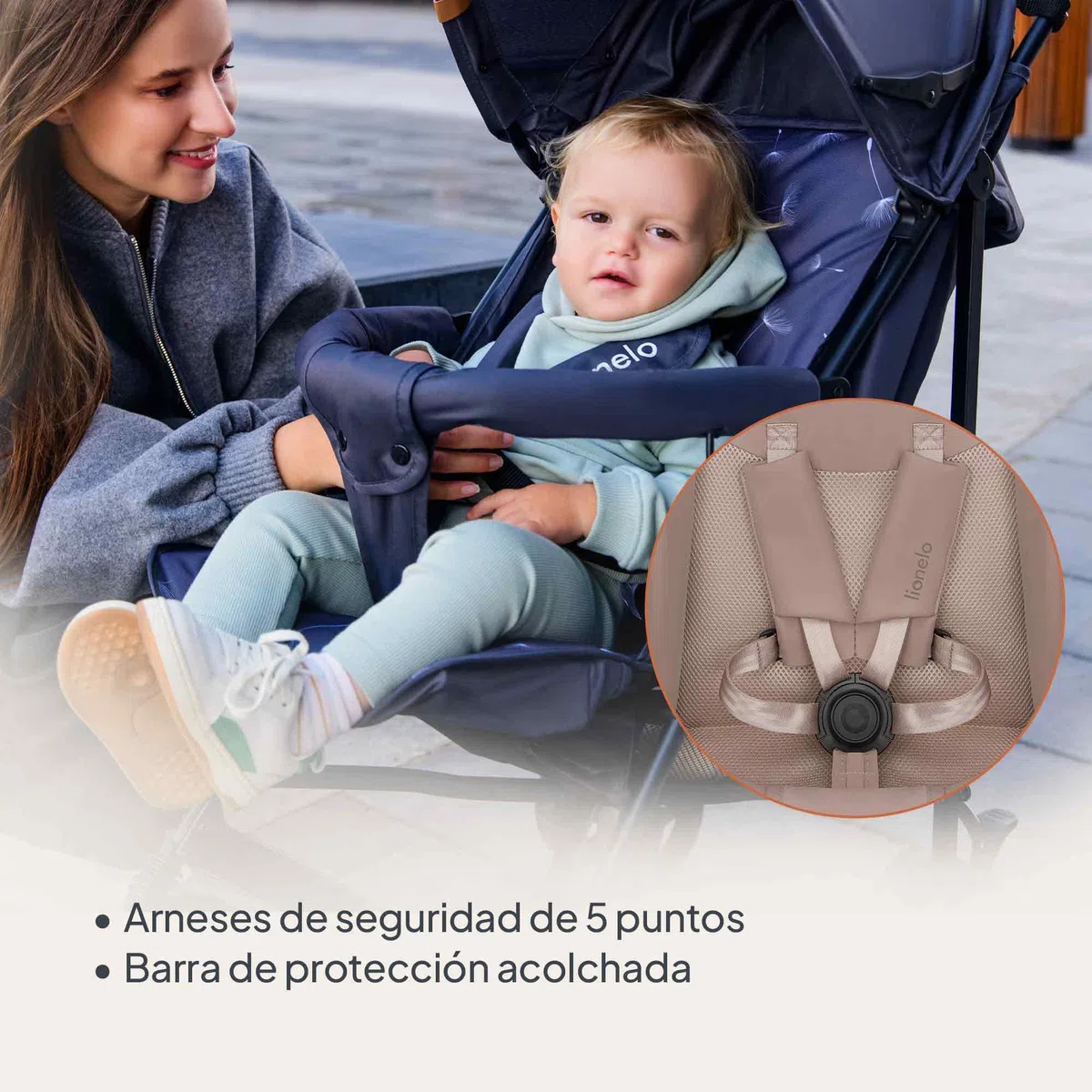 LIONELO Silla de Paseo Ligera Elia para Bebés hasta 15 kg, Carrito de Bebé Plegable con Asiento Reclinable, Capota XXL, de 6 a 36 Meses