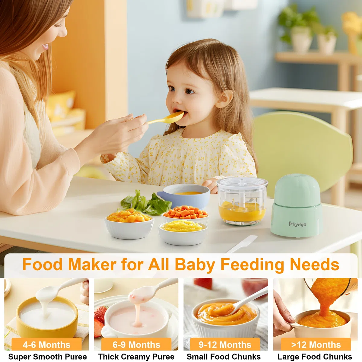 Fabricante de alimentos para bebés, puré de alimentos para bebés, licuadora de alimentos para bebés verde, procesador de alimentos para bebés, frutas, verduras, carne