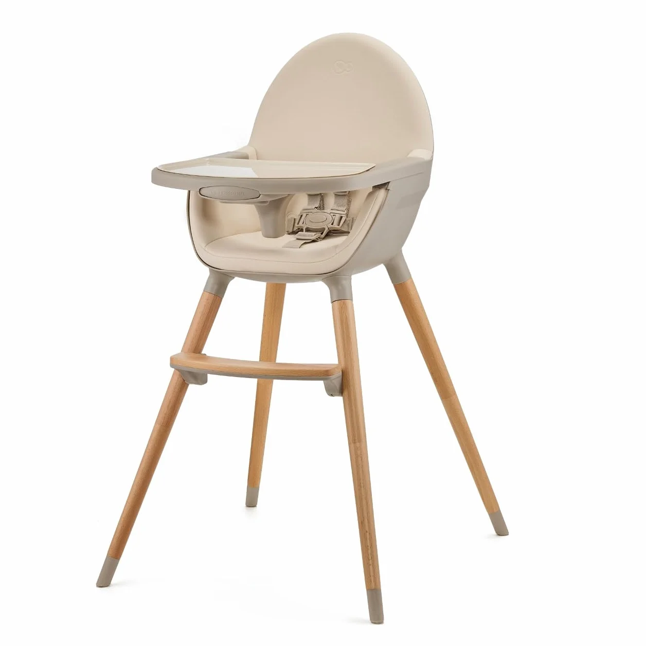 Kinderkraft FINI 2 Trona bebé 2 en 1 Silla Infantil Portátil Patas de Madera Bandeja Ajustable Beige
