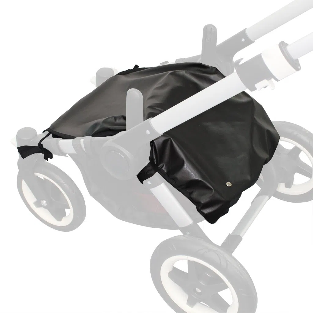 Cubre Cesta para Bugaboo Fox 3 | Tapa Cestilla de Compras | Impermeable | Gran Volumen al no tener cremalleras | Permite Plegado | POLIPIEL NEGRA