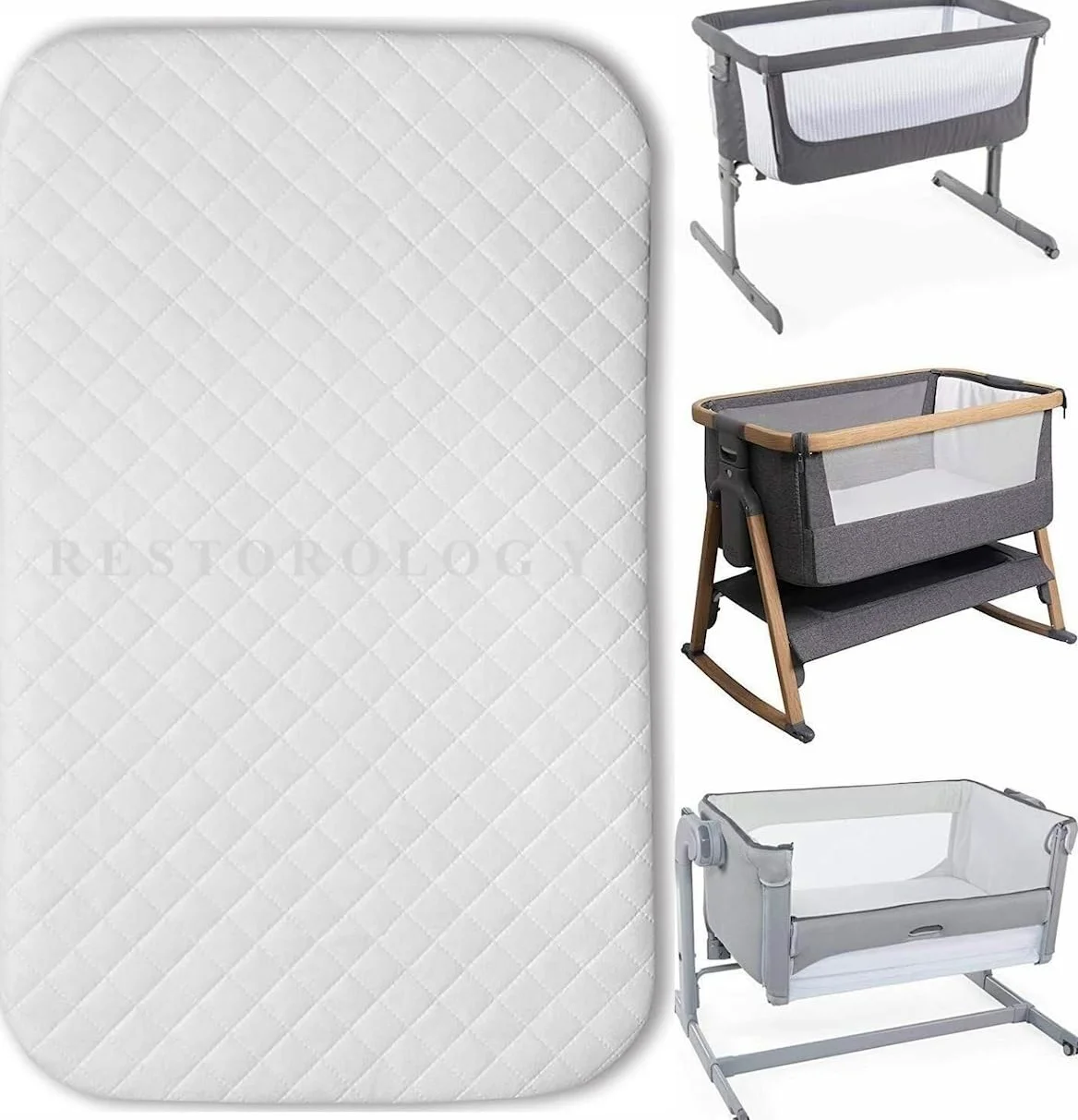 Next2Me - Colchón de espuma compatible con Chicco Next to Me para cuna infantil, lavable a máquina, hipoalergénico, transpirable, acolchado con cremallera, 83 x 50 x 5 cm, fabricado en Reino Unido