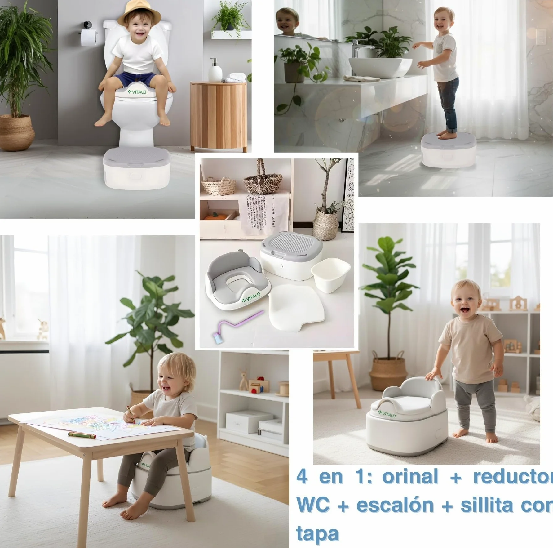 Orinal Bebé 3 en 1 Plegable | Reductor WC, Taburete y Orinal con Sticker de entrenamiento | Antideslizante, Portátil, Suave y Ergonómico | ideal de 1–6 Años