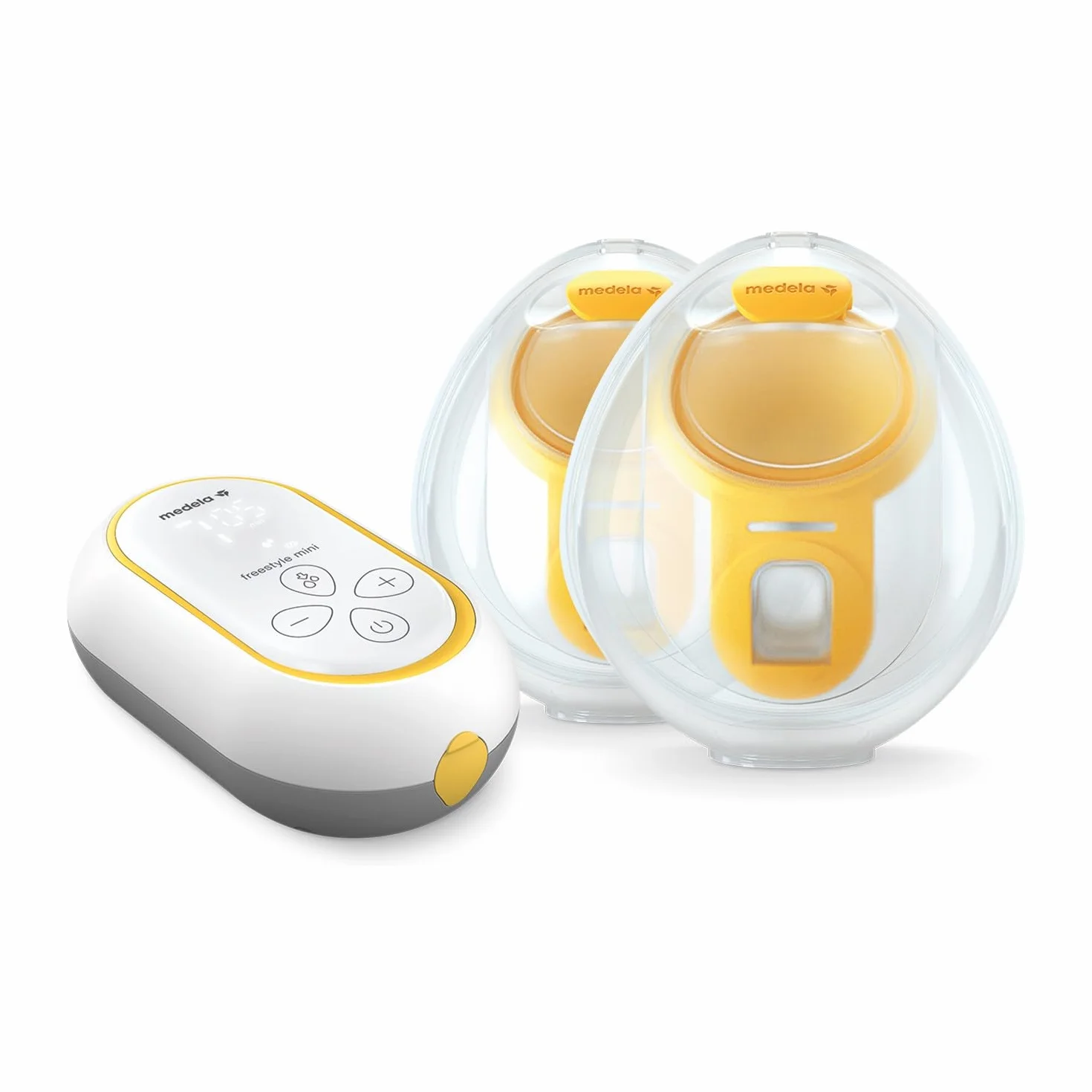 Medela Freestyle Mini Hands-Free eléctrico doble con copas de recogida Hands-Free y batería recargable de Medela.