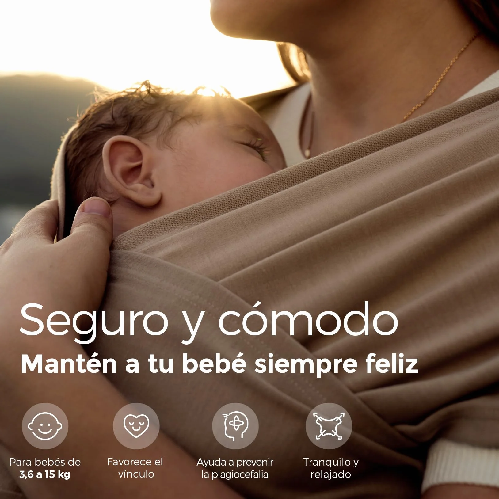 Momcozy Fular Portabebés Elástico Recién Nacidos Ajustable Ergonómico Manos Libres 3,6–15 kg Transpirable OEKO-TEX 100