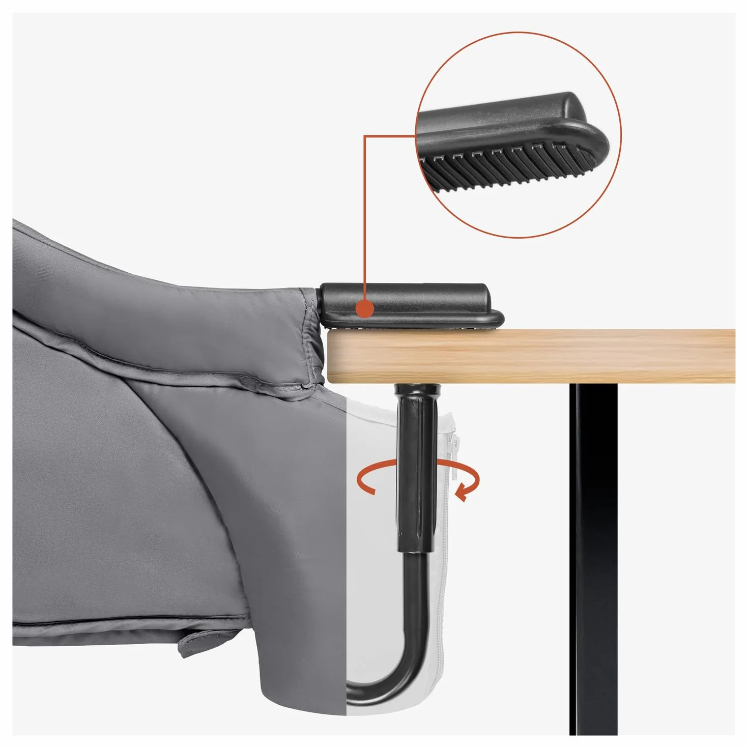 hauck Fix N Sit Silla de Mesa Bebé | Trona de Viaje Plegable con Arnés de 5 Puntos desde 6 Meses hasta 15 kg - Fijación Segura - Bolsa de Transporte - Ligera y Compacta - Ideal para Viajar - Gris