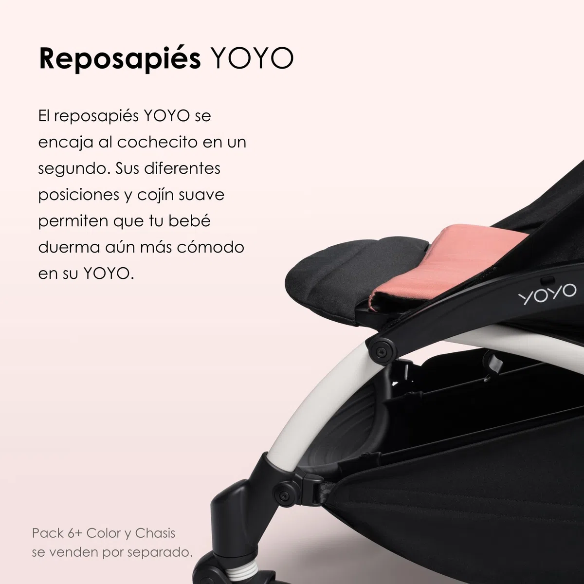 Reposapiés BABYZEN YOYO, Negro - La posición reclinada y el cojín Blando proporcionan una Comodidad Adicional en el Cochecito - Fácil de Sujetar y Limpiar