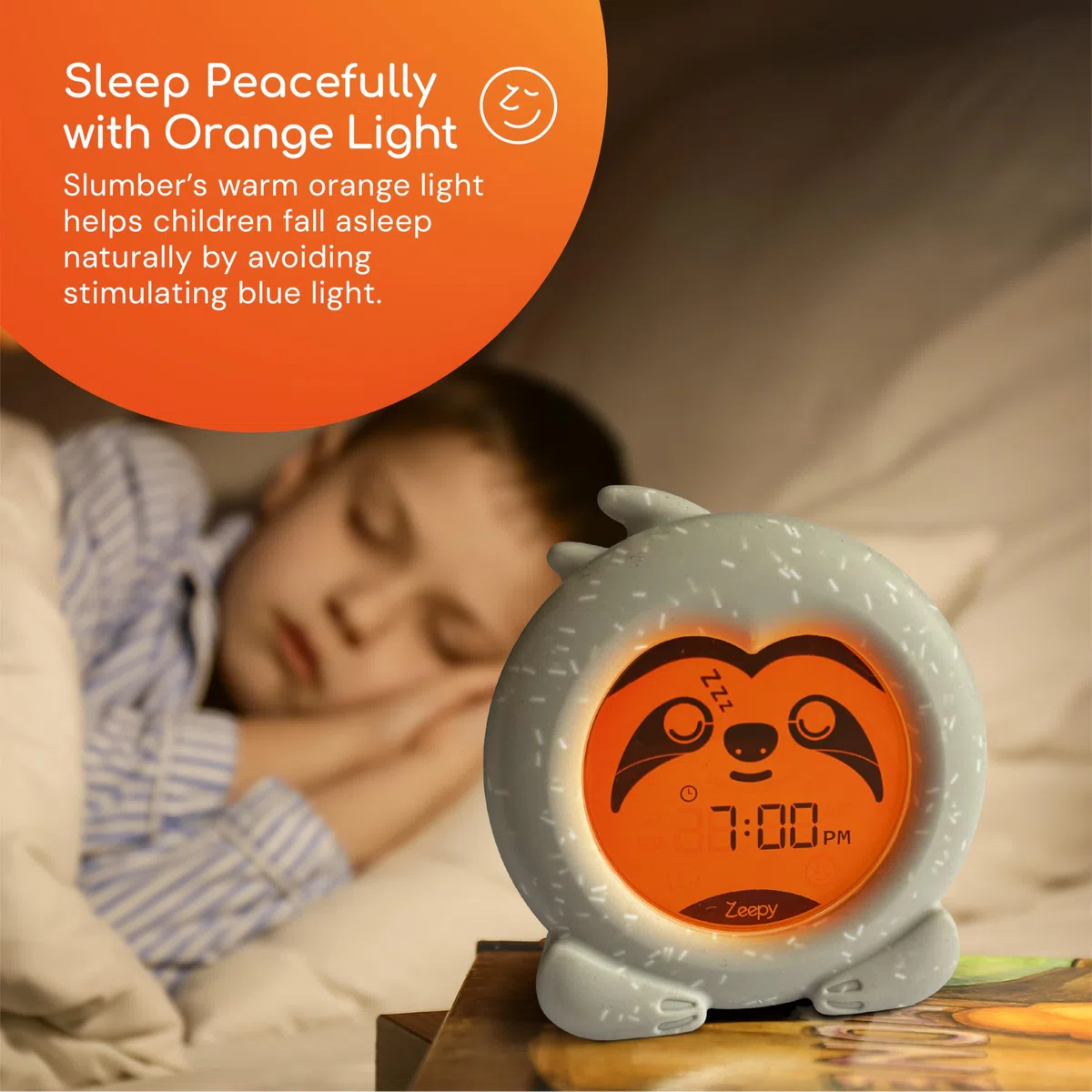 Zeepy Reloj de entrenamiento de sueño de 2 fases | Reloj para niños pequeños alimentado por USB | Reloj de entrenamiento de sueño a prueba de caídas para niños | Iluminación amigable para dormir para