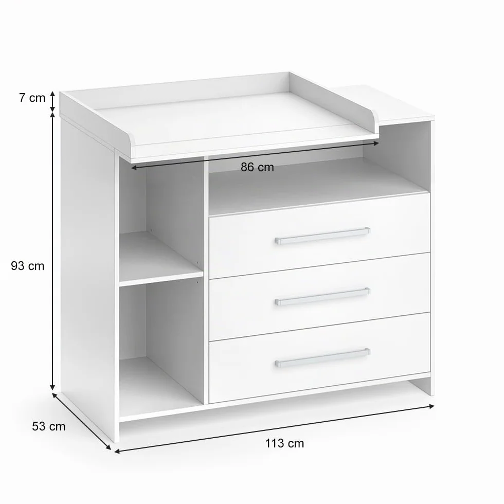 Vicco Cómoda Cambiador Oskar, Blanco, 113 x 100 cm con cajones, Convertible en cómoda Normal Tras retirar el Cambiador