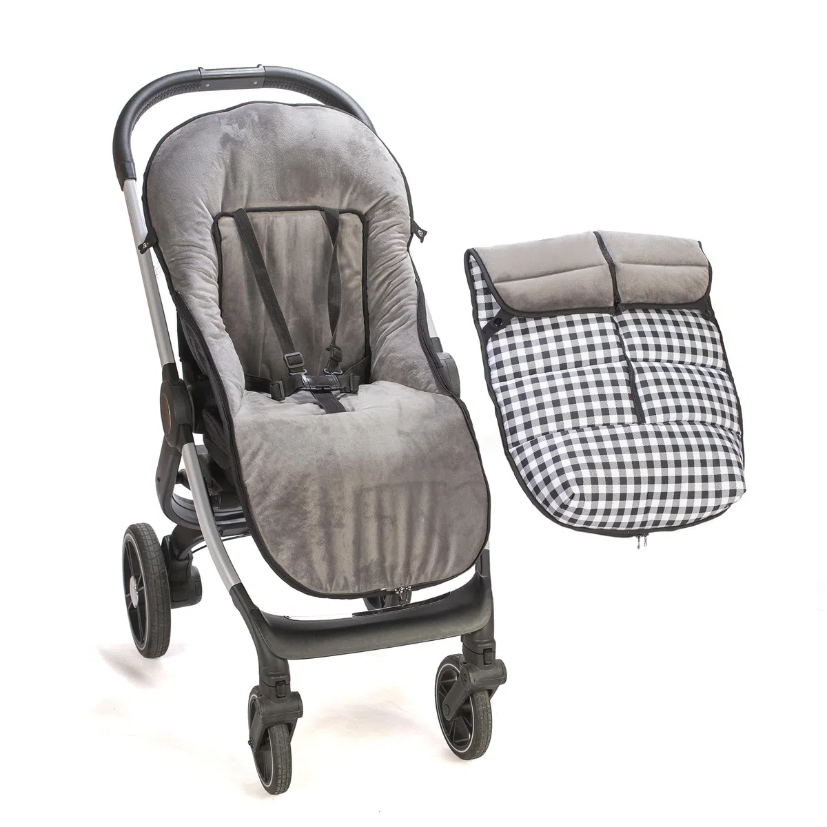 variouss Saco polar de Silla de Paseo Universal, Saco carrito de Bebé invierno, Desmontable impermeable y transpirable (Vichy Negro)
