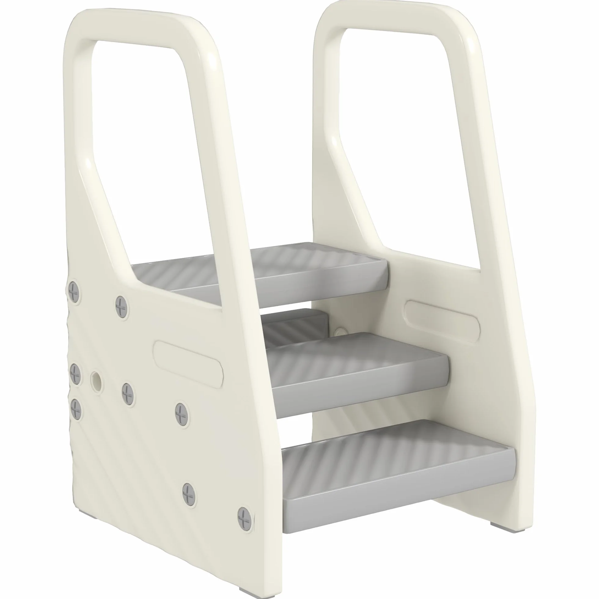 AIYAPLAY Taburete Ajustable para Niños 2-3 Peldaños, Torre de Aprendizaje, Escalera Antideslizante, Gris