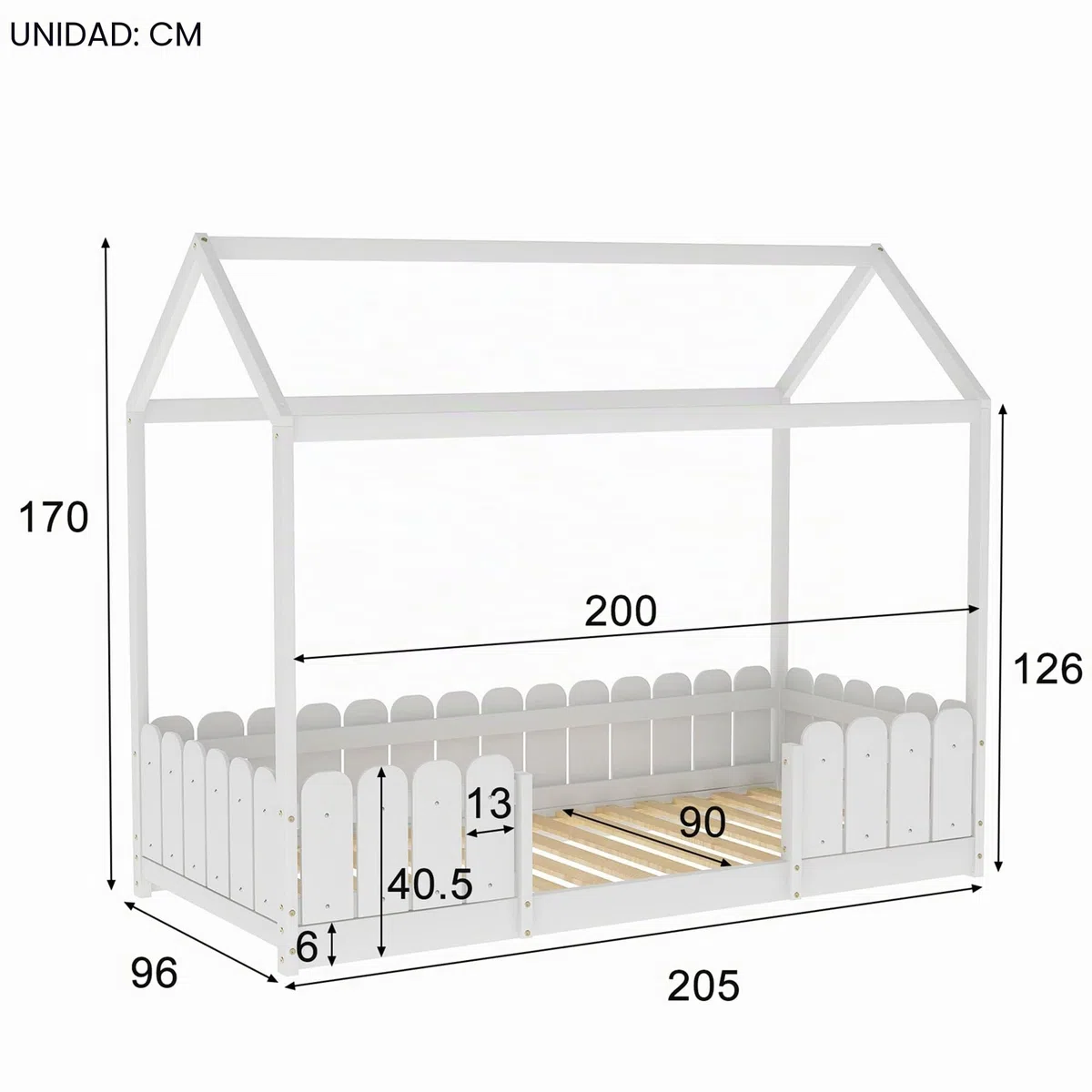 Moimhear Cama Infantil de 90 x 200 cm – versátil Cama Infantil de Madera para niños y niñas