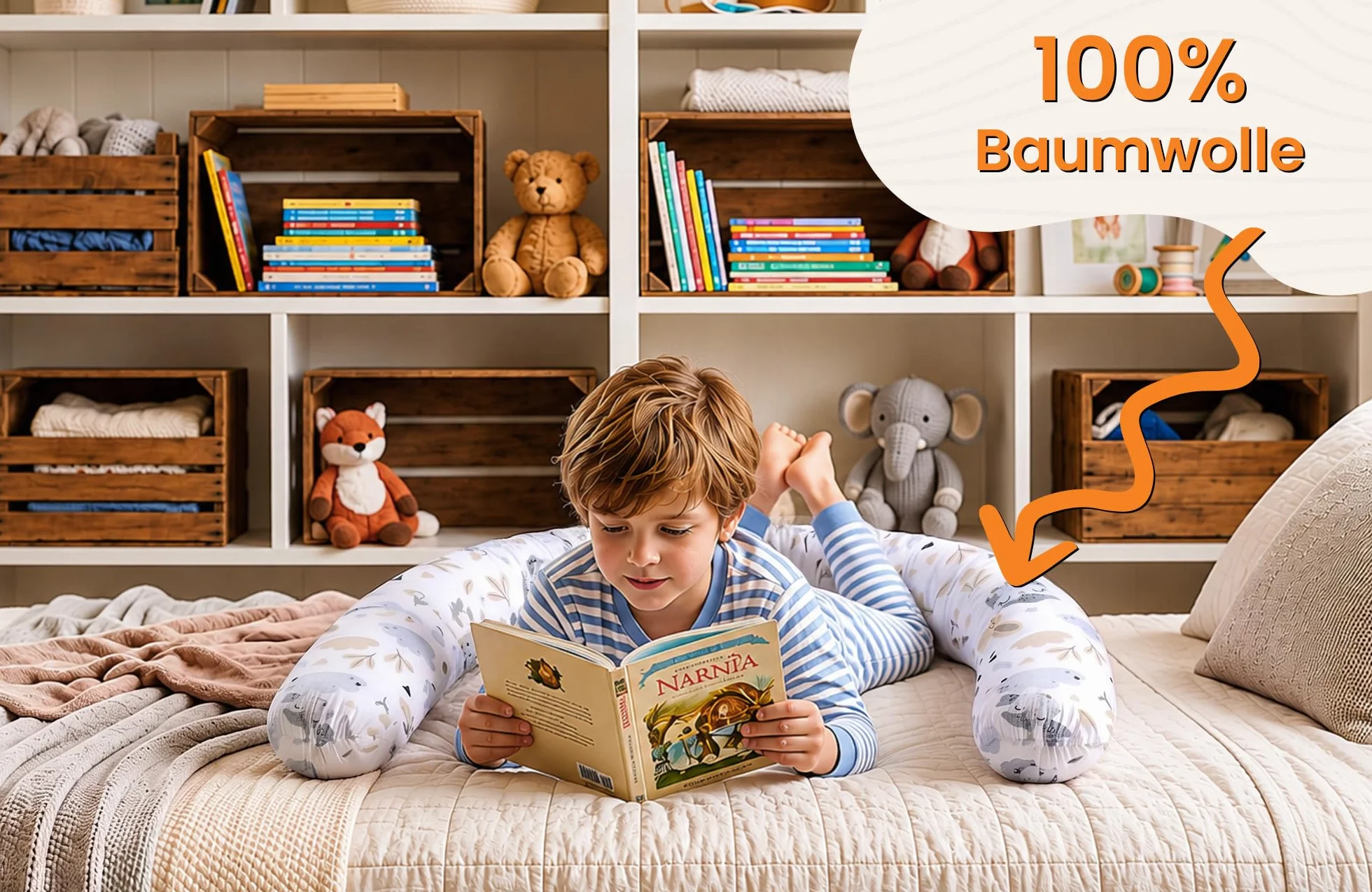 Totsy Baby Cojín Serpiente XXL Almohada de Cama Cojín de Lactancia Rollo de Cama Protector de Borde de Cama Cojín Decorativo Alrededor de Cama Serpiente XL Puntos Blancos sobre Gris 300 cm Oeko-Tex